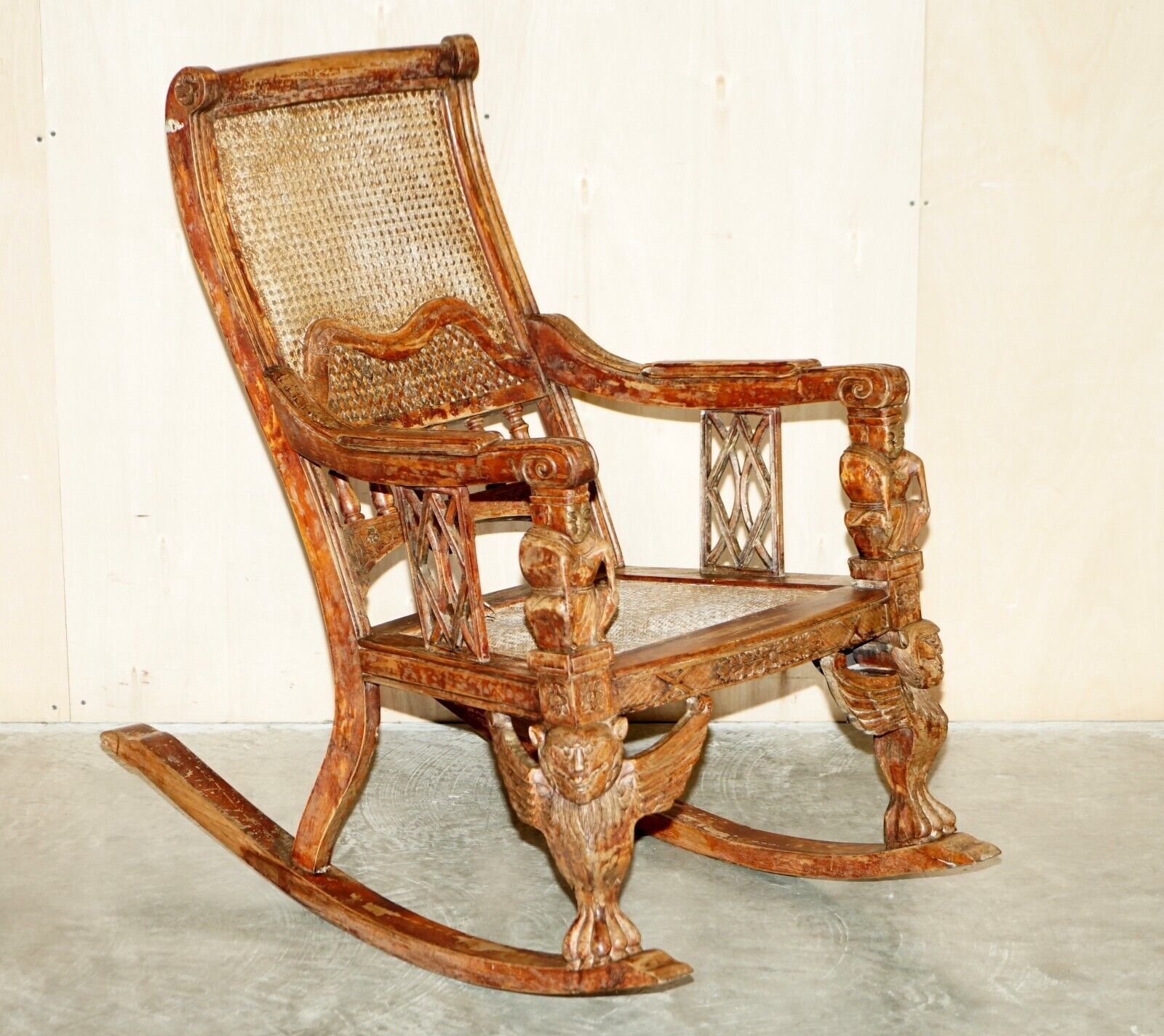 Hand Carved Antique Original Tibetan Rocking Armchair Must See Collectors Piece