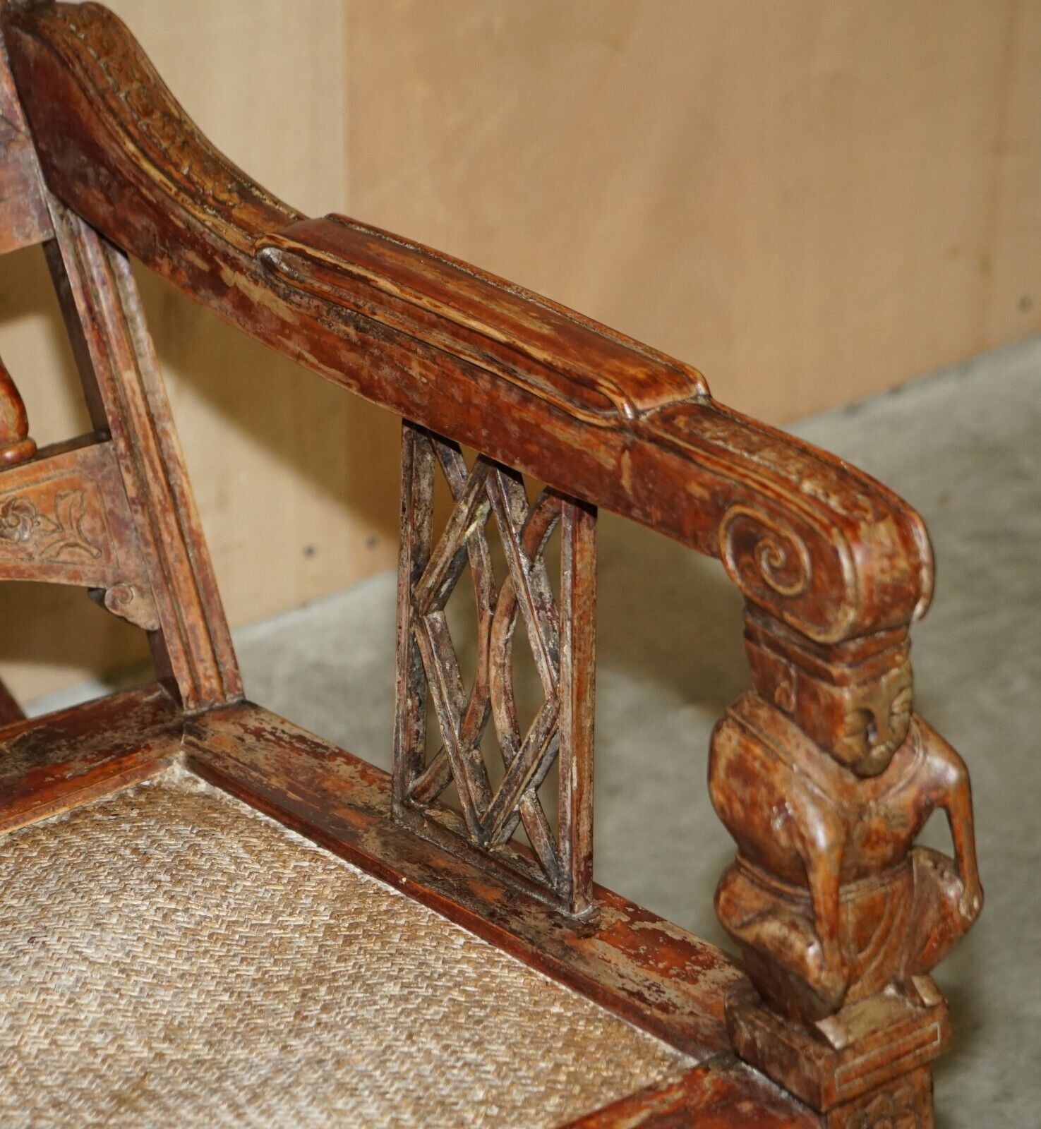 photo for sale Hand Carved Antique Original Tibetan Rocking Armchair Must See Collectors Piece