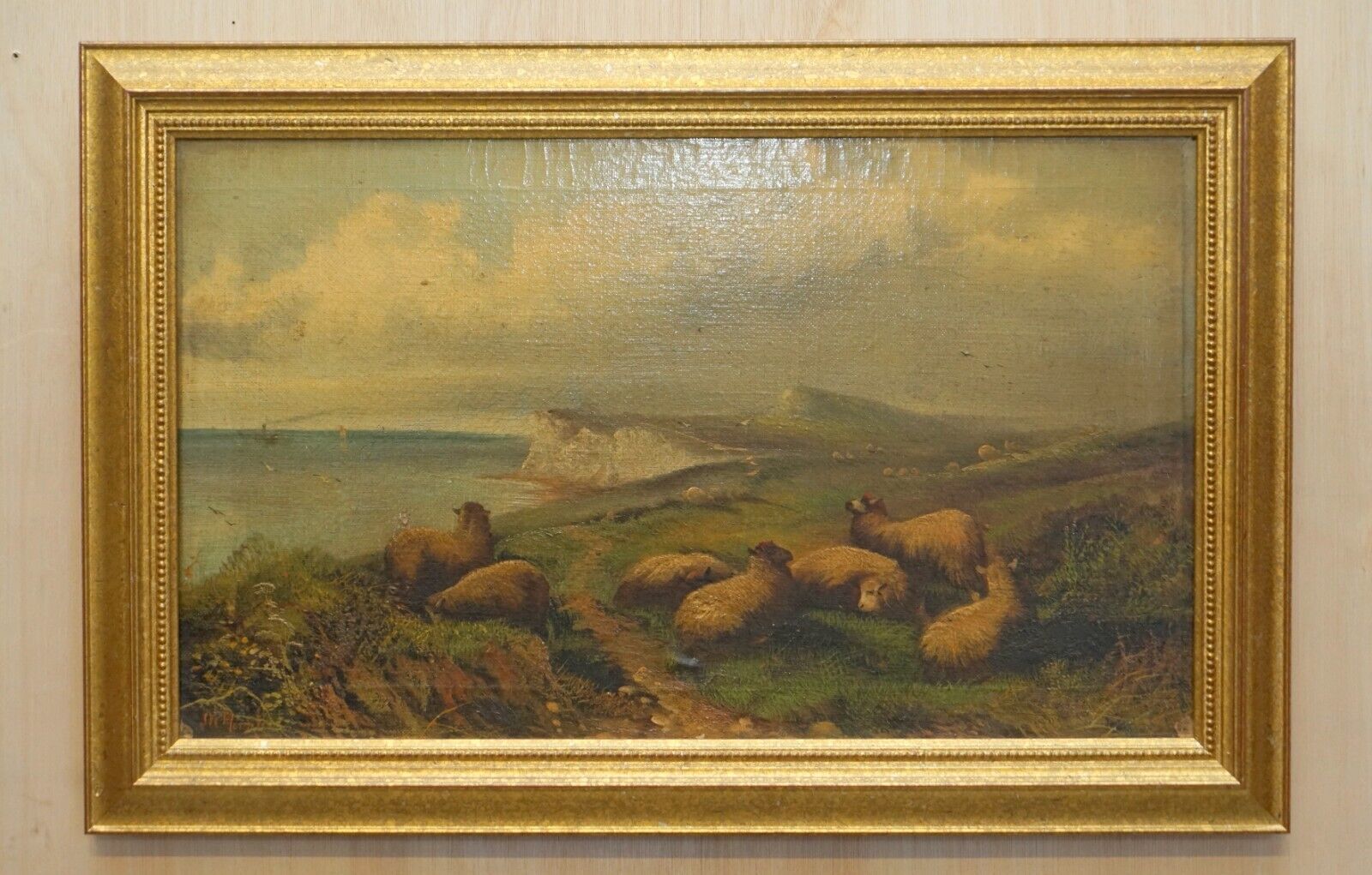 Pair Of Antique Original John W Morris 1865 1924 Landscape Sheep Oil Paintings photo vintage
