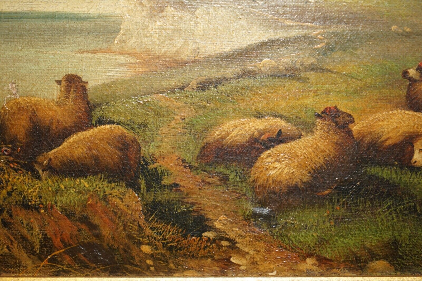 Art Pair Of Antique Original John W Morris 1865 1924 Landscape Sheep Oil Paintings photo
