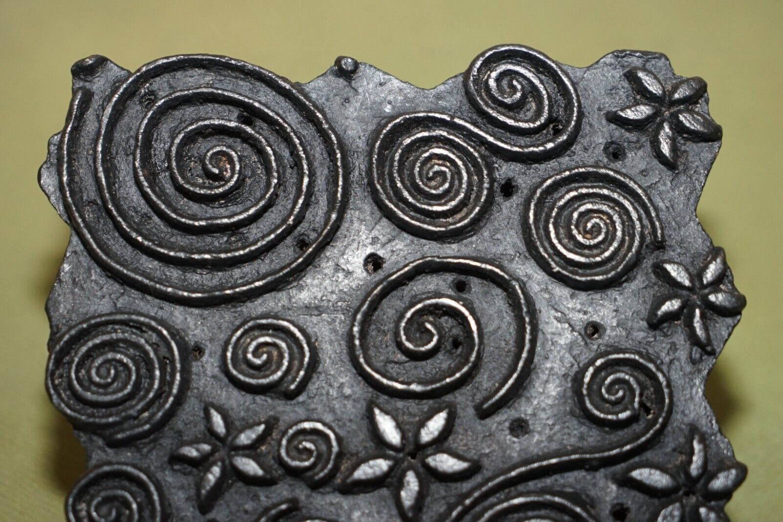 Swirly Very Collectable Antique Hand Carved Floral Printing Block For Wallpaper photo buy