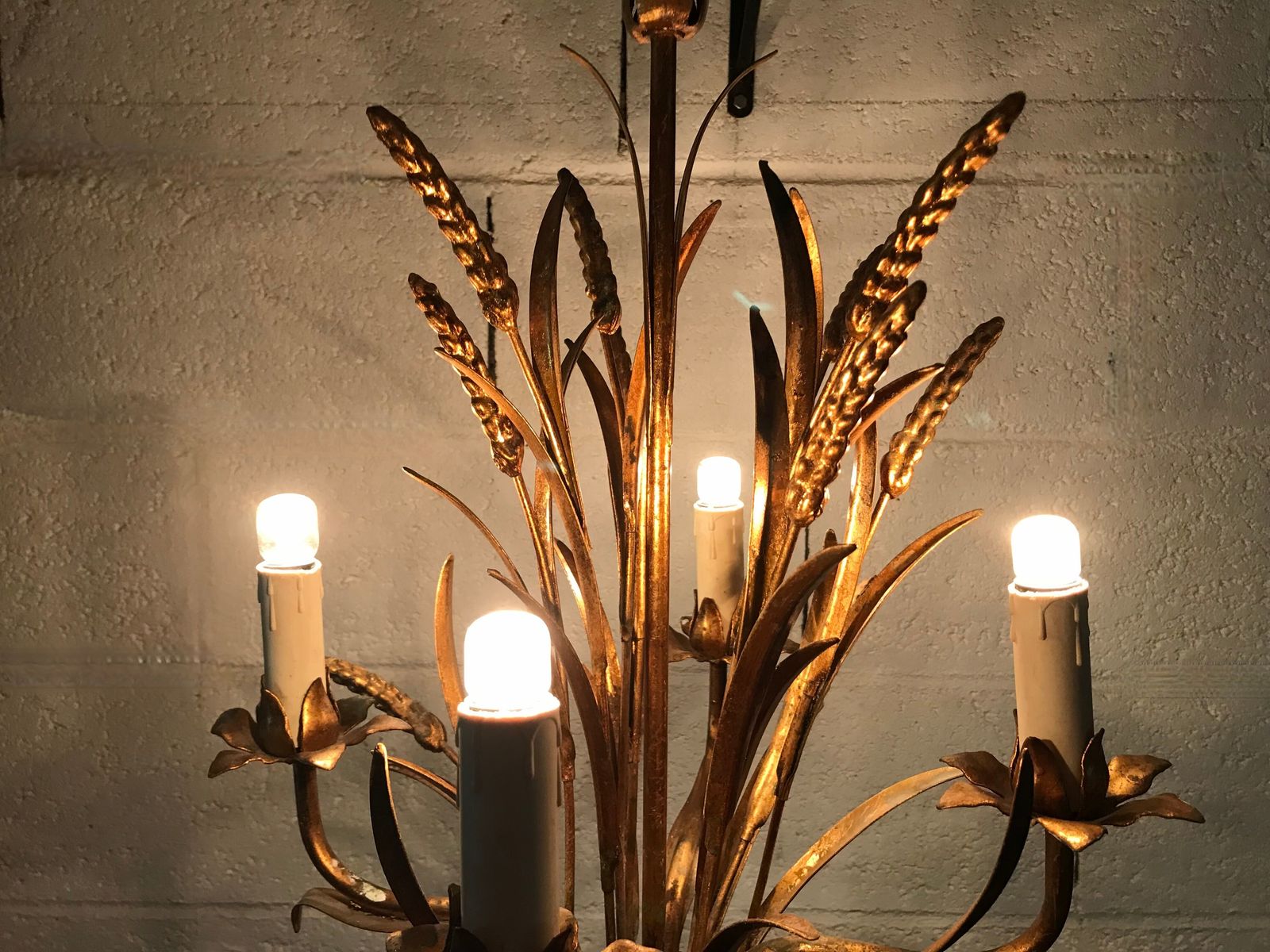 Ears Of Wheat Chandelier In Gilded Metal, Circa 1960 photo furniture