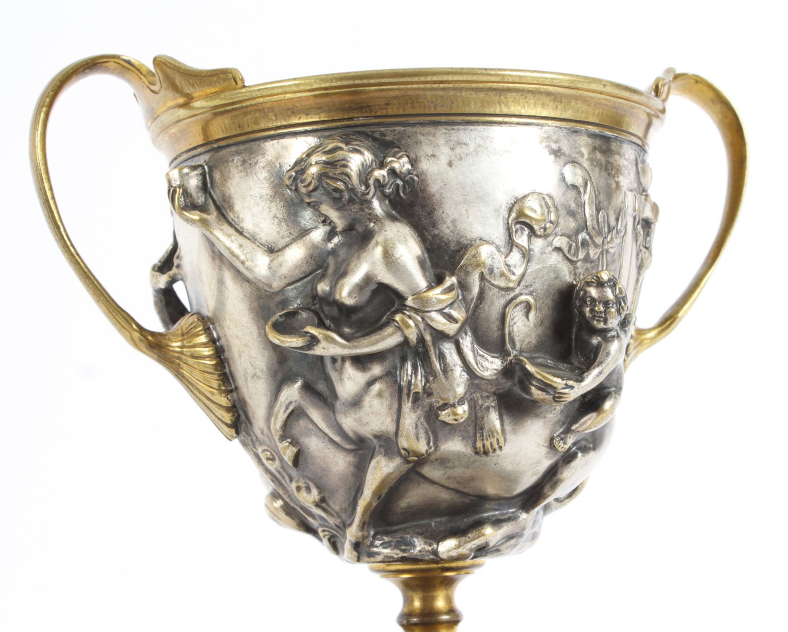 Home Decor Antique Pair French Grand Tour Silvered Bronze Pedestal Urns C1860 19th C photo