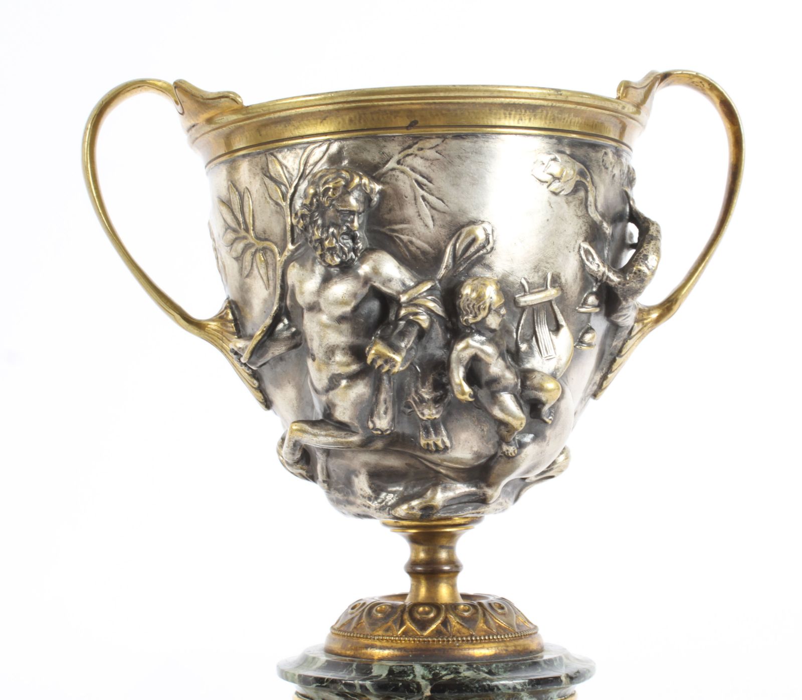 photo vintage Antique Pair French Grand Tour Silvered Bronze Pedestal Urns C1860 19th C