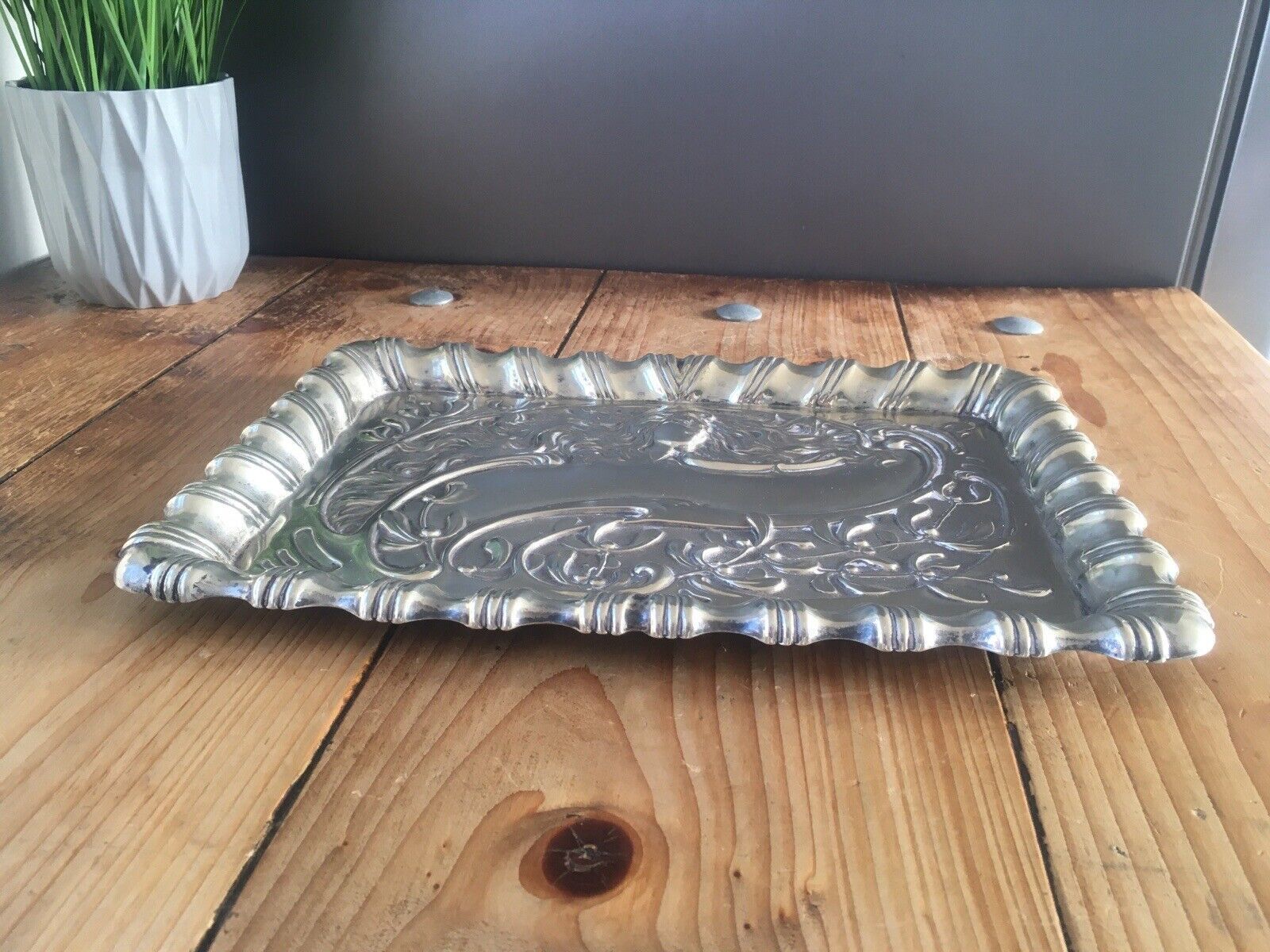 Antique C1900 Art Nouveau Reynolds & Westwood Lady Maiden Epns Silver Card Tray photo buy