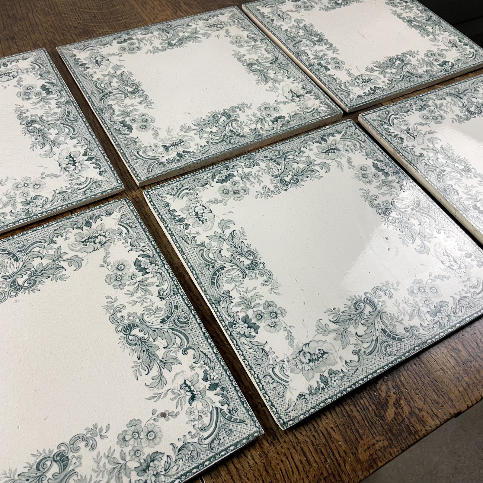 Set Of 6 Victorian 12 Inch Tiles Made By R. Davies & Son photo 600.0