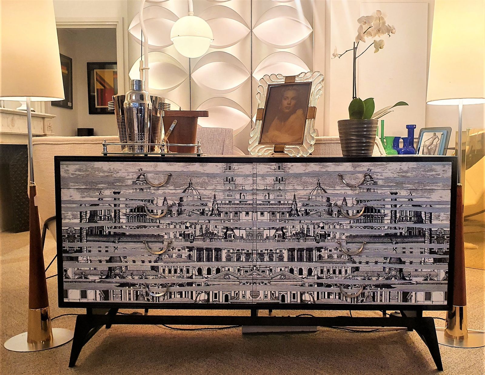 Mid Century Chest Of Drawers In The Style Of Fornasetti photo buy