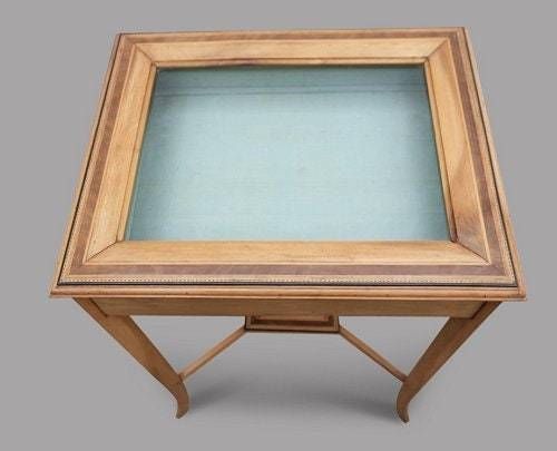 An Edwardian Beech Bijoutierie Glass Top Display Cabinet photo furniture
