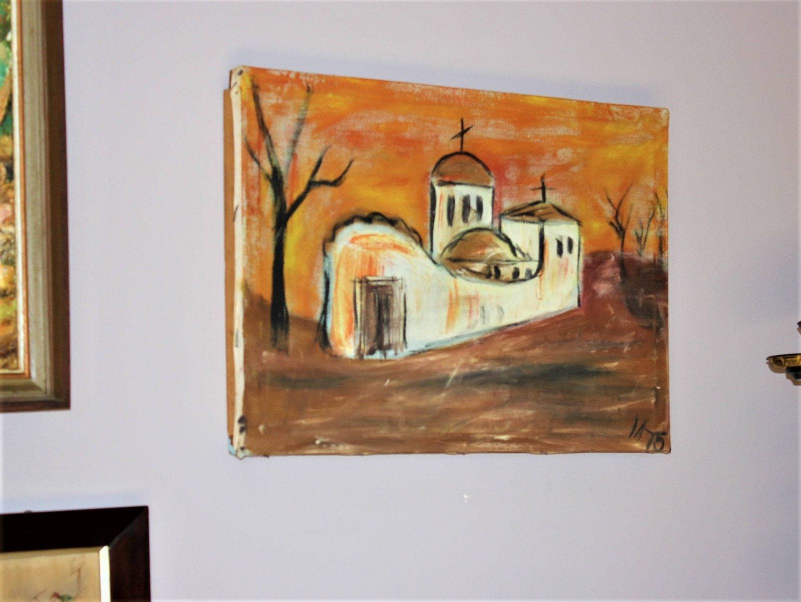 Landscape Oil Painting Original Contemporary Art, Canvas Wall Autumn Painting, Weddings, Anniversary Gift photo vinterior