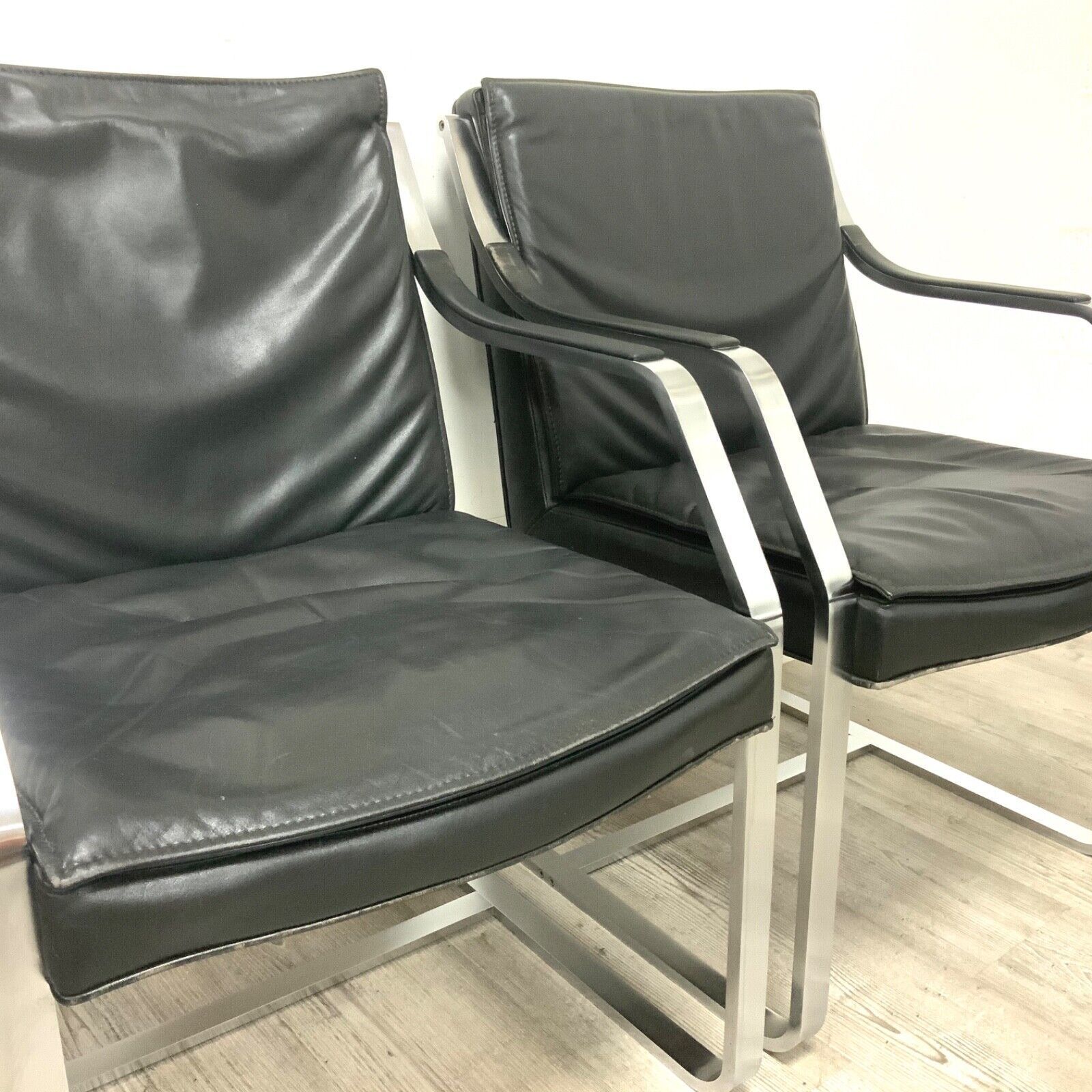 Leather Office Chair Designed By Rudolf Glatzel For Walter Knoll 1970s Set Of 4 photo vintage