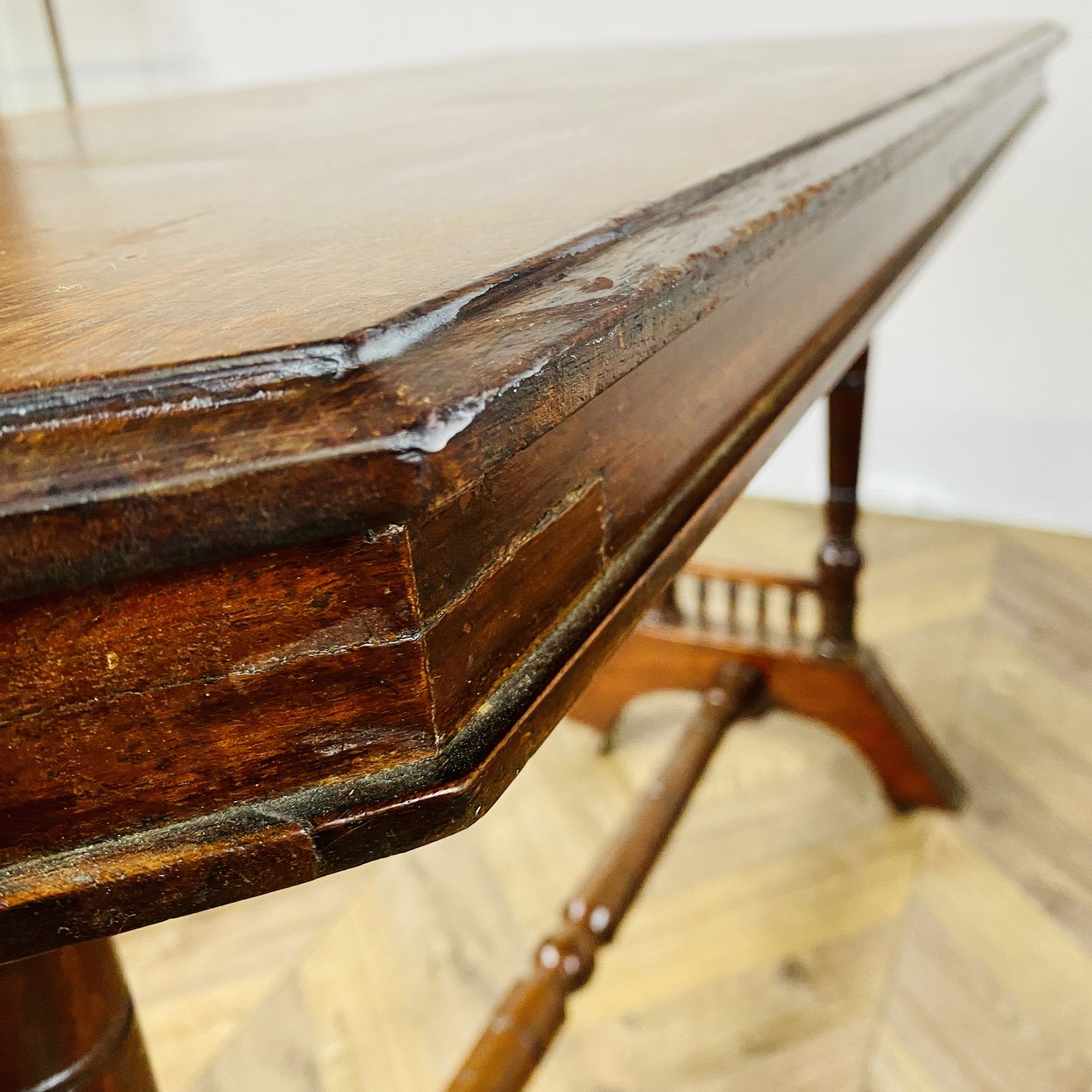 Antique English Mahogany Console On Castors, 19th Century photo vintage