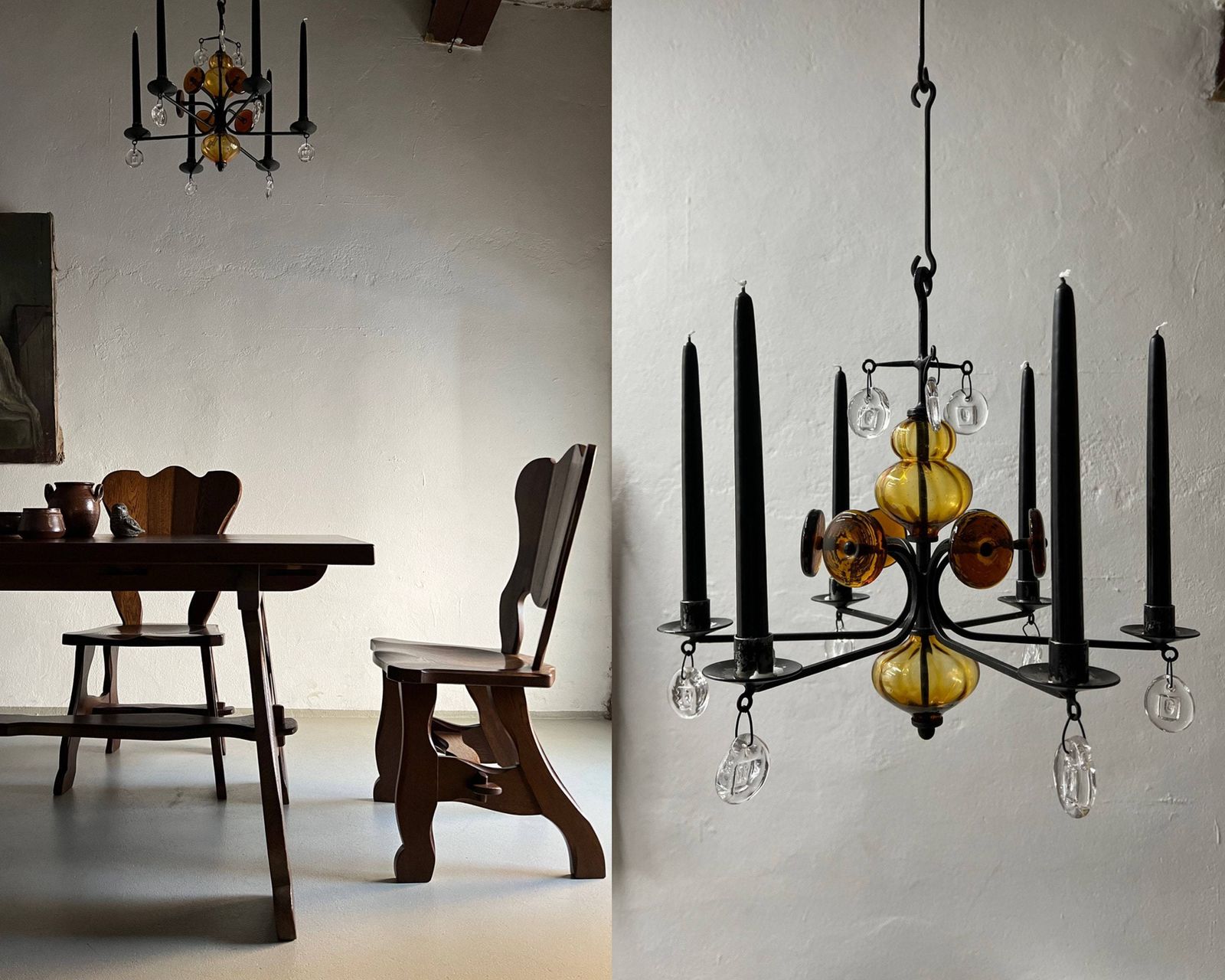 Erik Hoglund Art Glass Chandelier Candle Holder | Boda Nova | Vintage