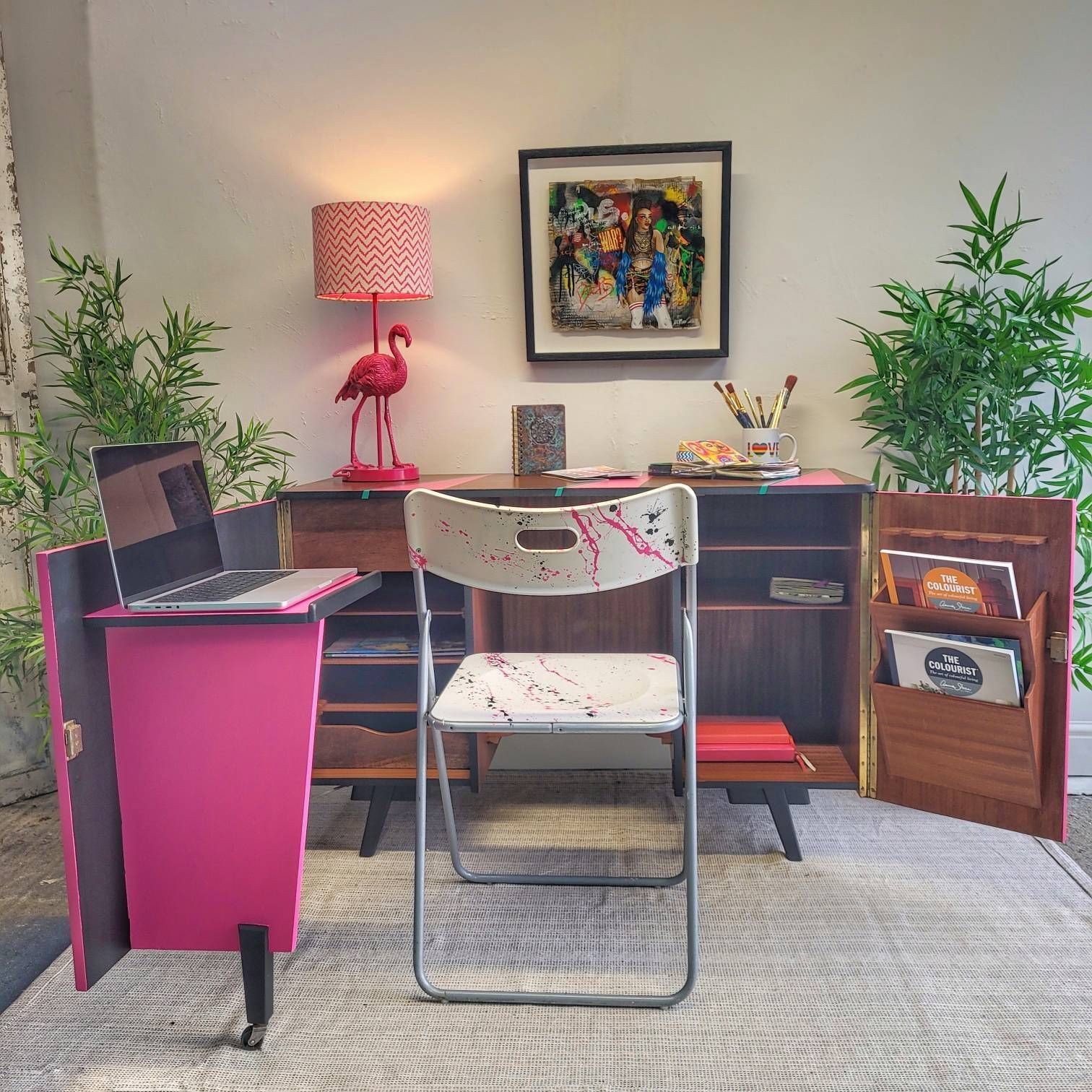 Commission Item Desk Home Office Mid Century Modern Ziggy Stardust  David Bowie  Lightning Bolt photo buy