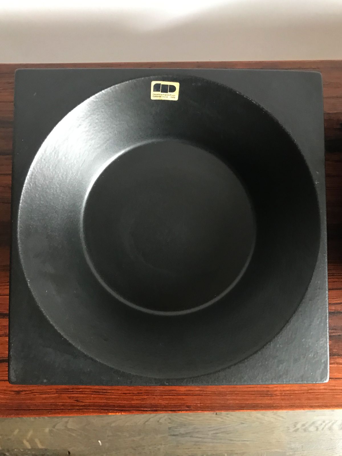 Franco Pozzi Italian Black Ceramic Vase Centerpiece 1960s photo buy