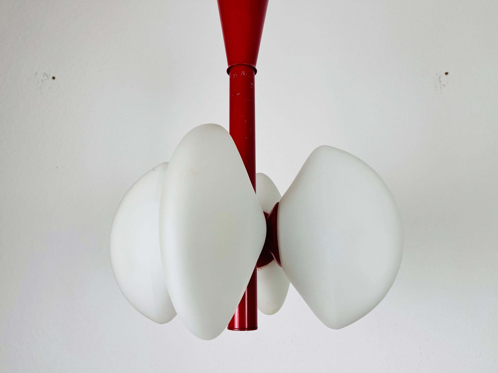 Mid Century Modern Red Kaiser 4 Arm Space Age Chandelier 1960s Germany photo furniture