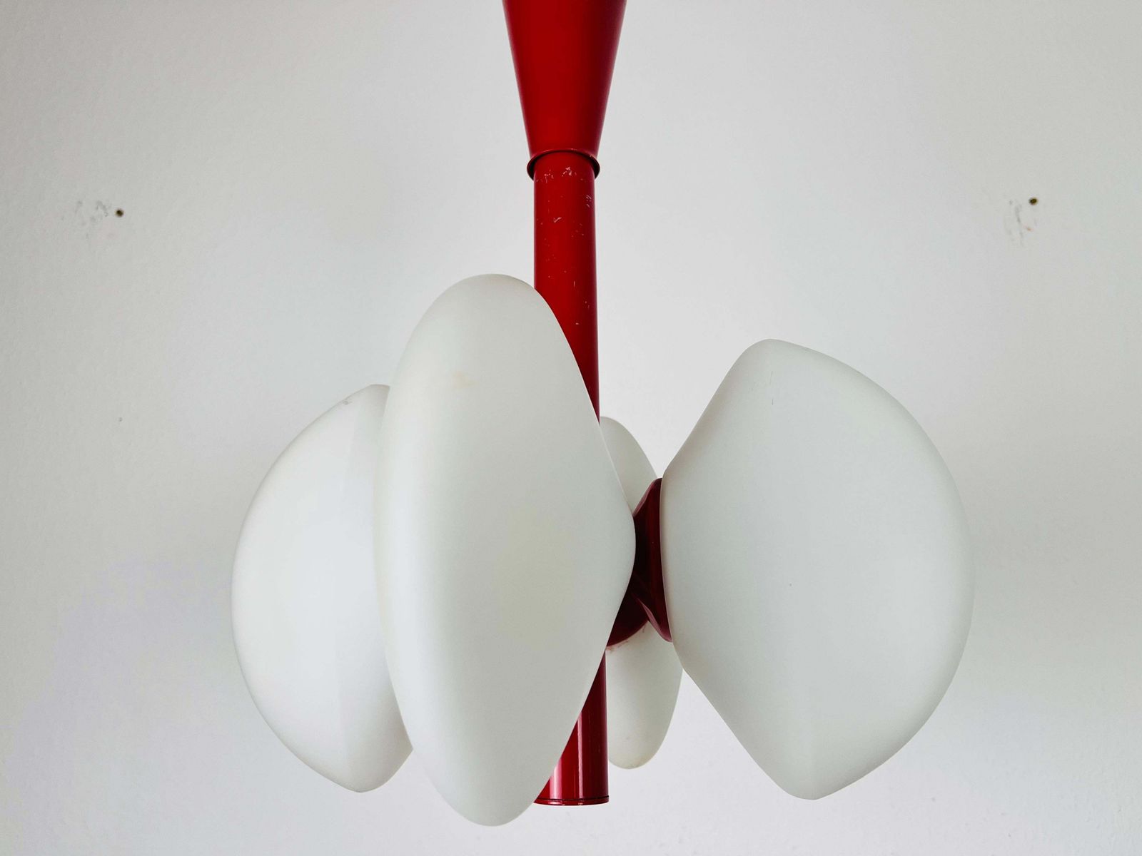 Mid Century Modern Red Kaiser 4 Arm Space Age Chandelier 1960s Germany photo for sale