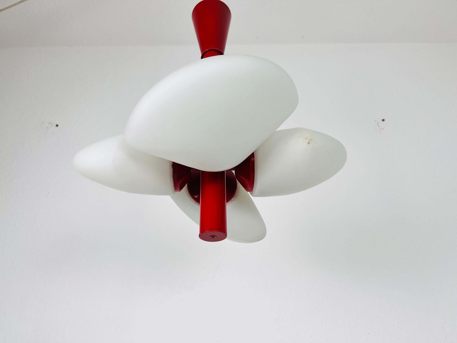 Mid Century Modern Red Kaiser 4 Arm Space Age Chandelier 1960s Germany photo vintage