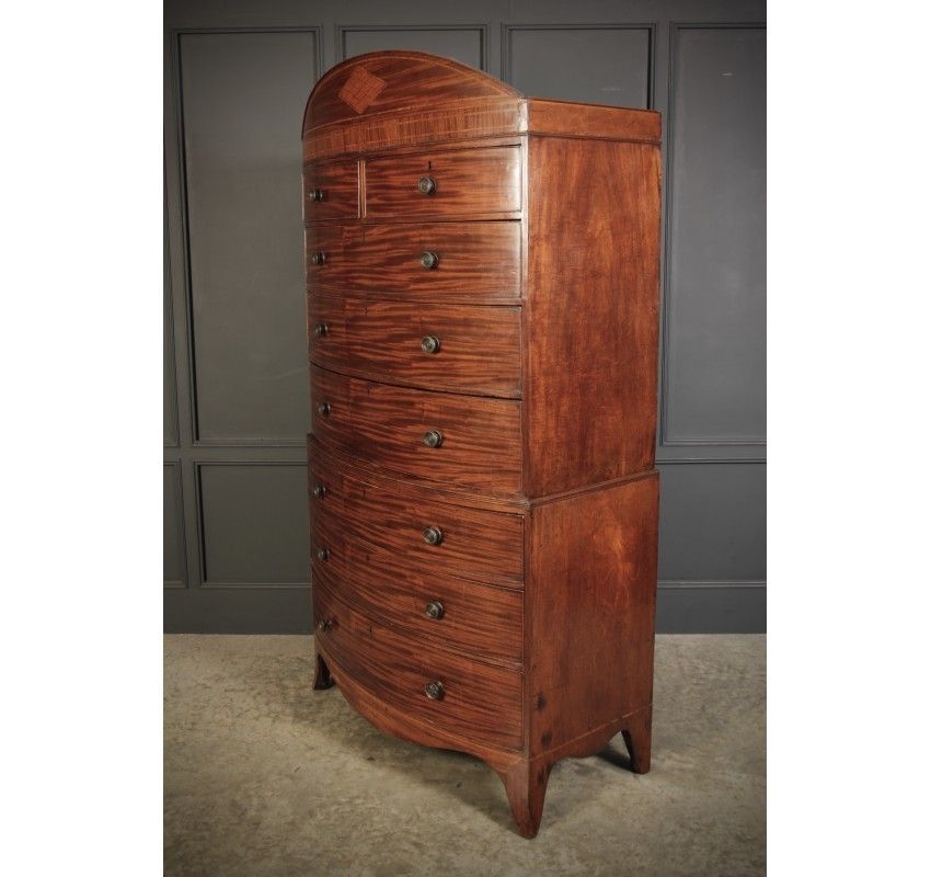 Rare Regency Bow Front Tallboy Chest On Chest photo 3969.81