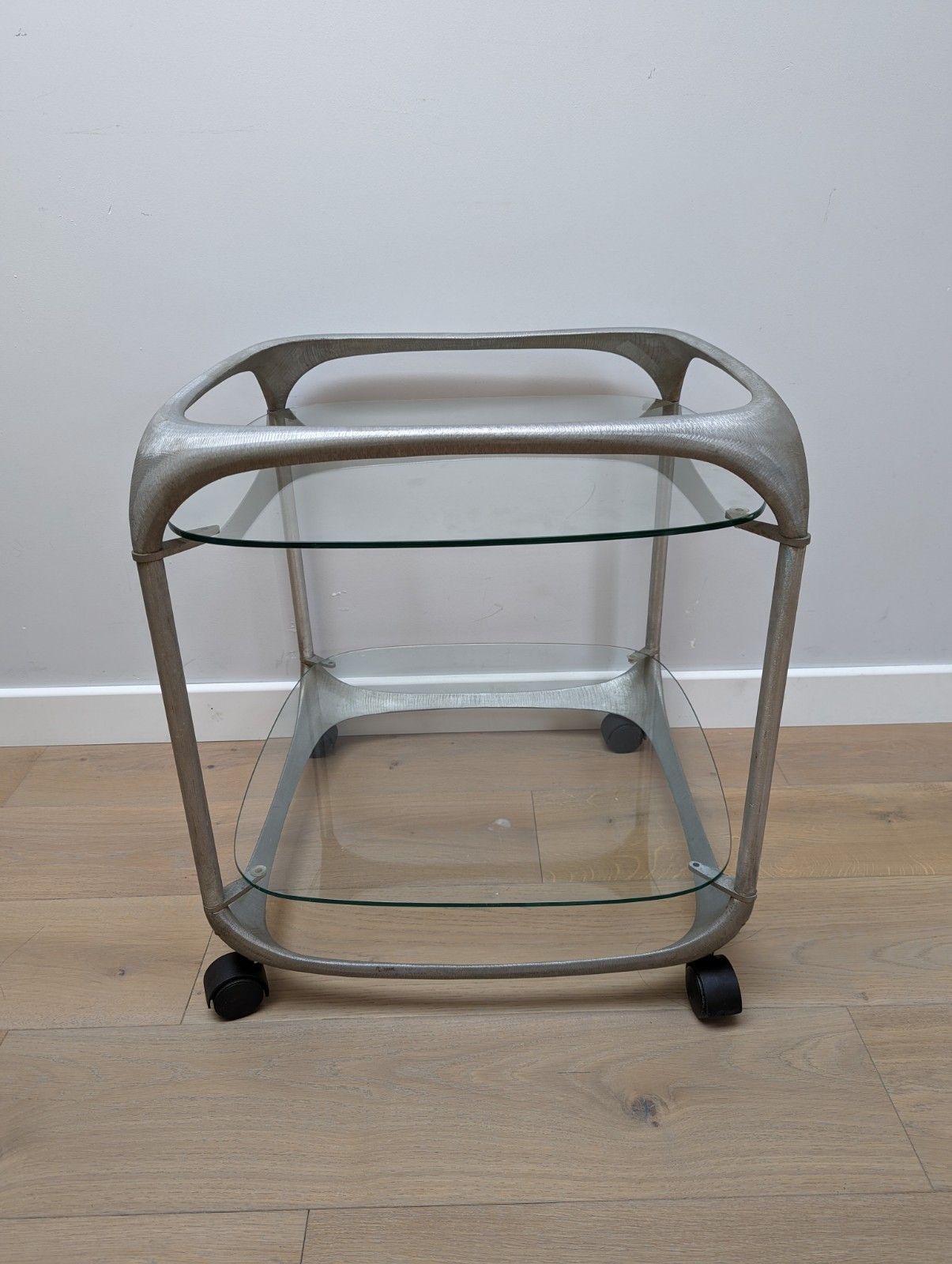 Mid Century Side Table By Lorenzo Burchiellaro In Aluminium With Glass Shelves photo furniture