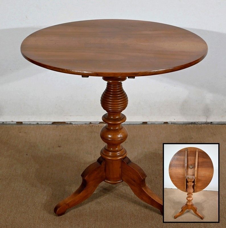 Pedestal Table In Solid Walnut, Louis Philippe Style   2nd Half Of The 19th Century