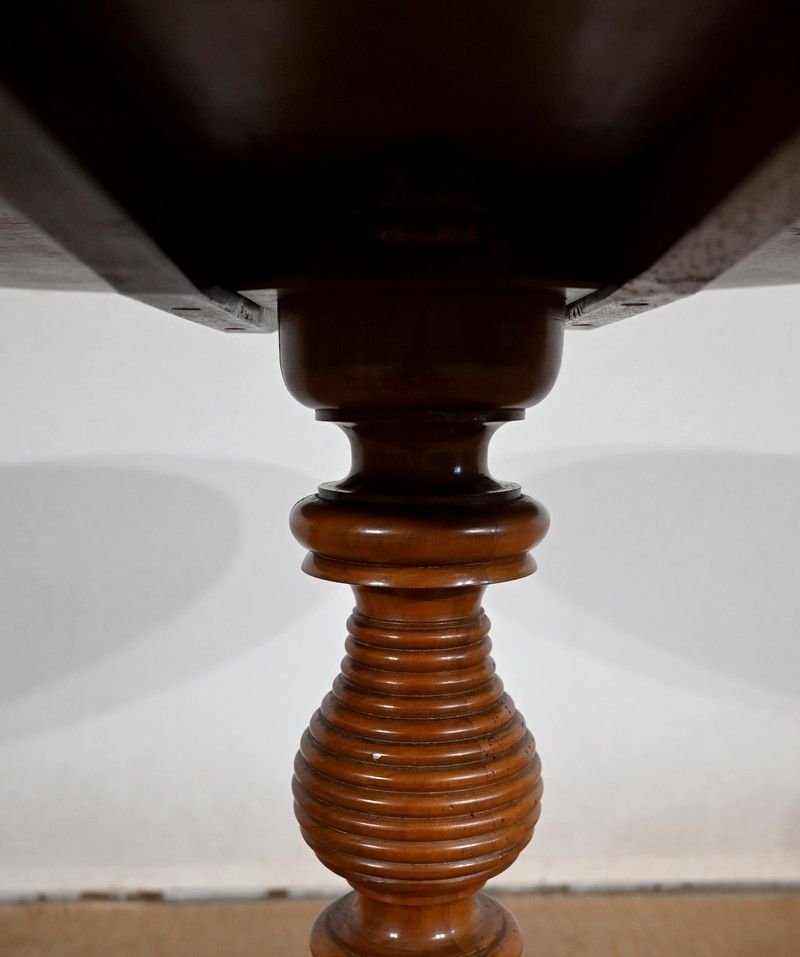Pedestal Table In Solid Walnut, Louis Philippe Style   2nd Half Of The 19th Century photo vinterior