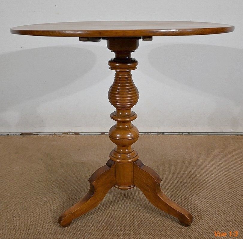 Pedestal Table In Solid Walnut, Louis Philippe Style   2nd Half Of The 19th Century photo vintage