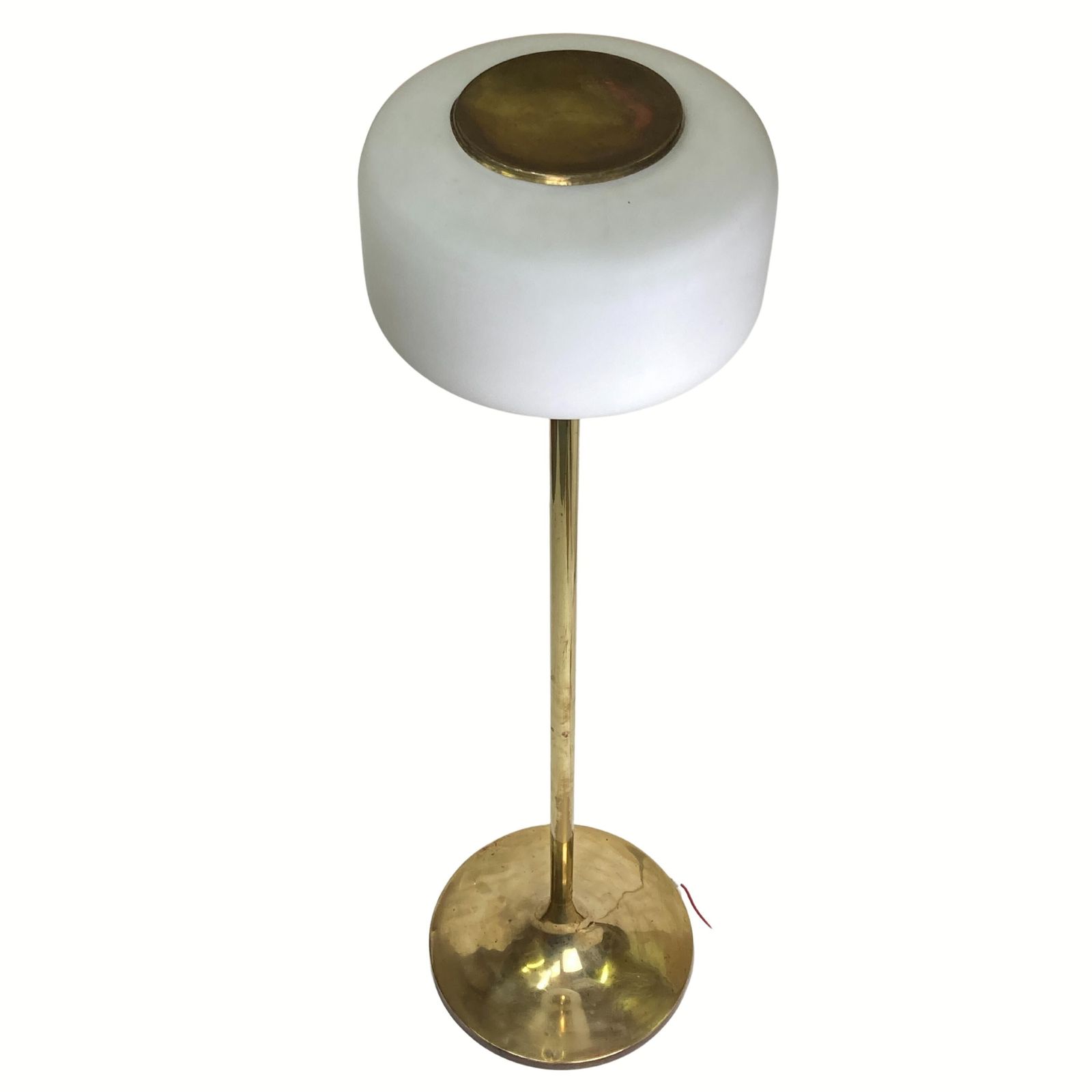 Patinated Brass Art Deco Low Floor Lamp, 132cm photo for sale
