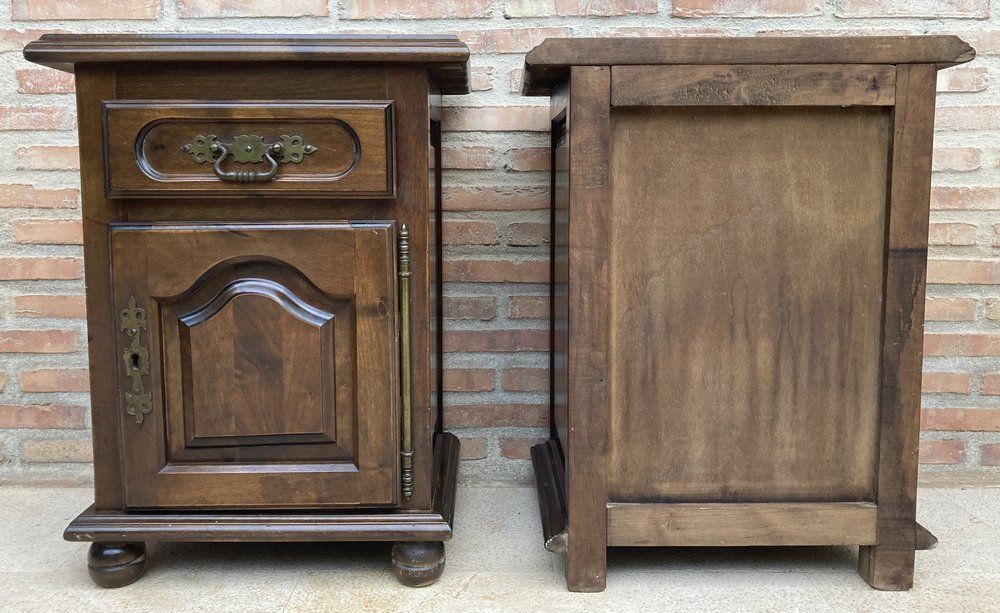 20th Spanish Nightstands With Drawer & Bronze Details, 1920, Set Of 2 photo buy