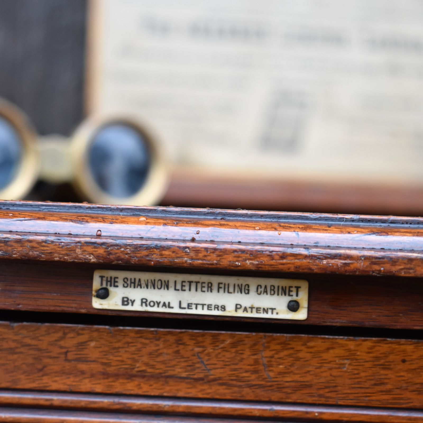 Antique Shannon Desk Top Oak Filing Cabinet Collectors Storage Bank Of Drawers photo 385.0