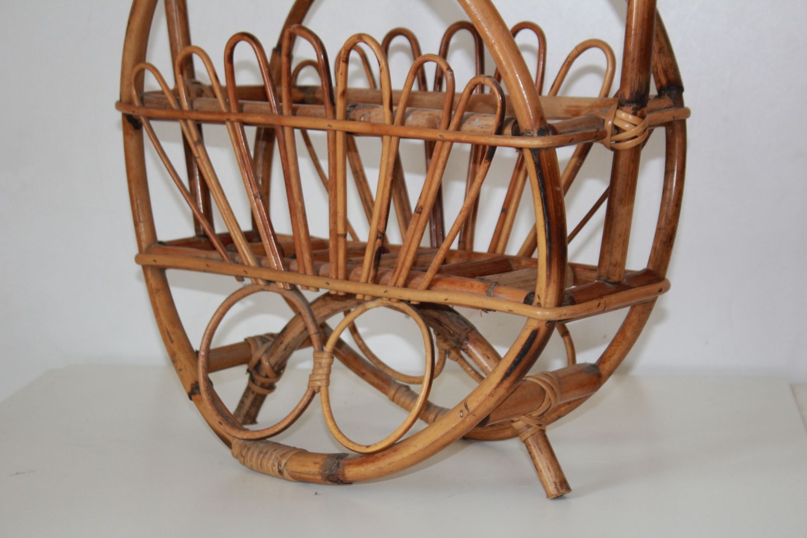 1960s Vintage Italian Bamboo Magazine Rack photo vintage