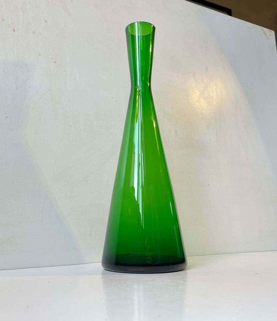 Green Danish Diablo Glass Vase By Per Lütken For Holmegaard 1960s photo furniture