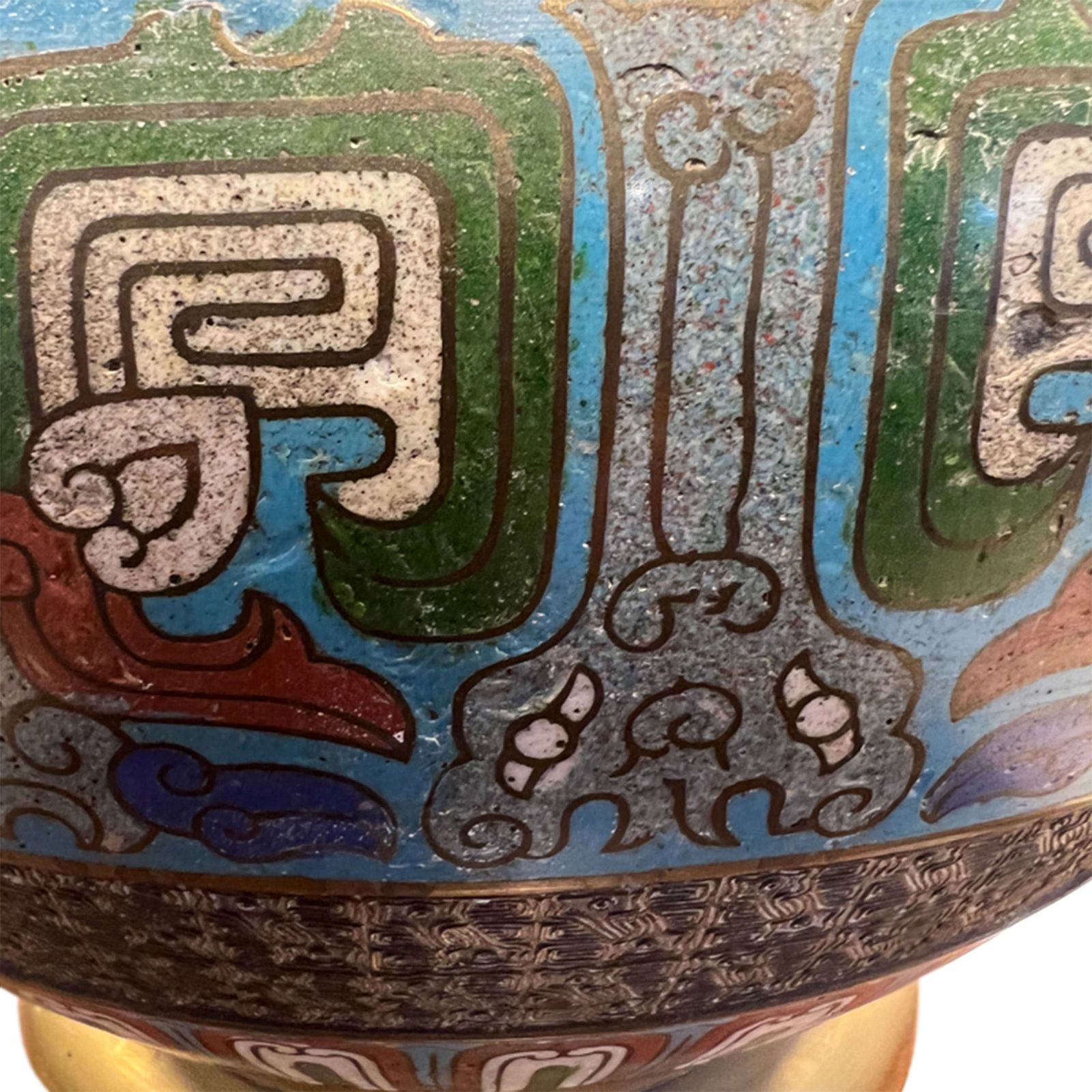 Japanese 1920s Enamel And Brass Jardiniere photo for sale