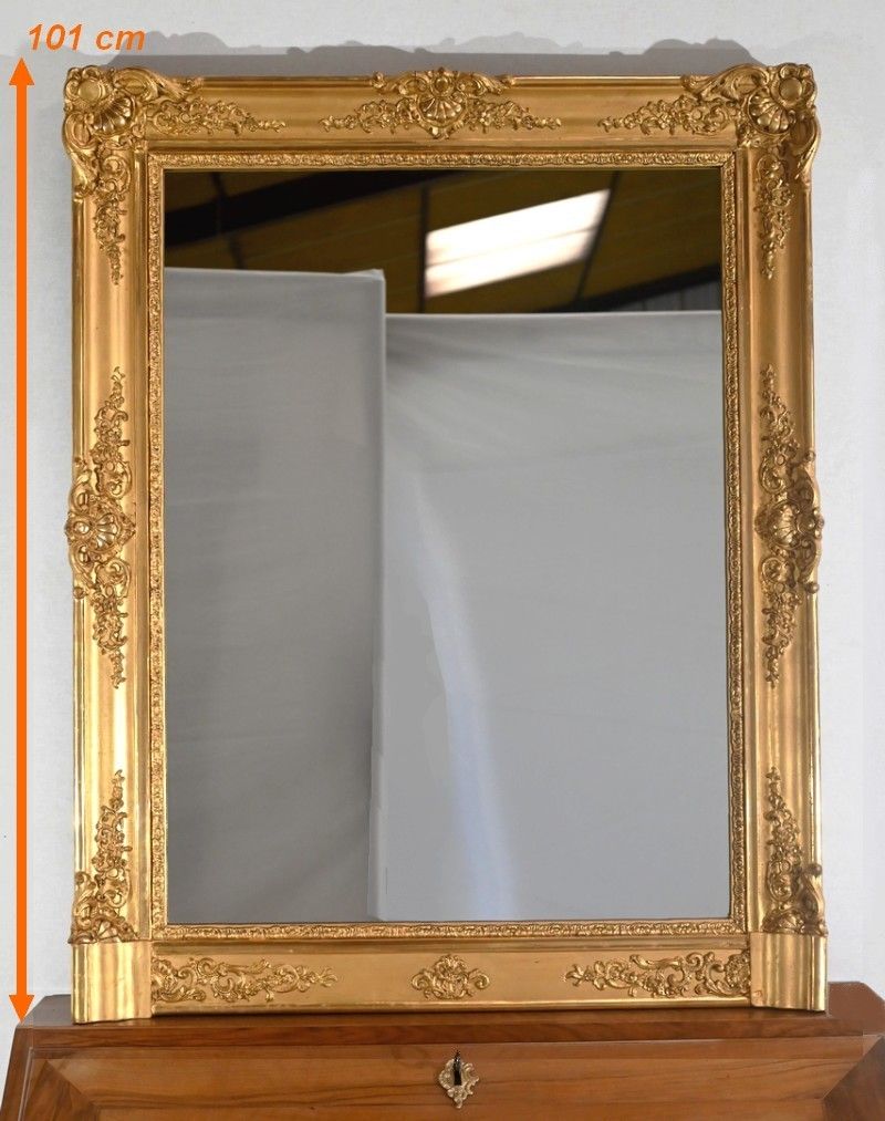 photo for sale Gilded Wood Fireplace Mirror, Restoration Period   Early 19th Century