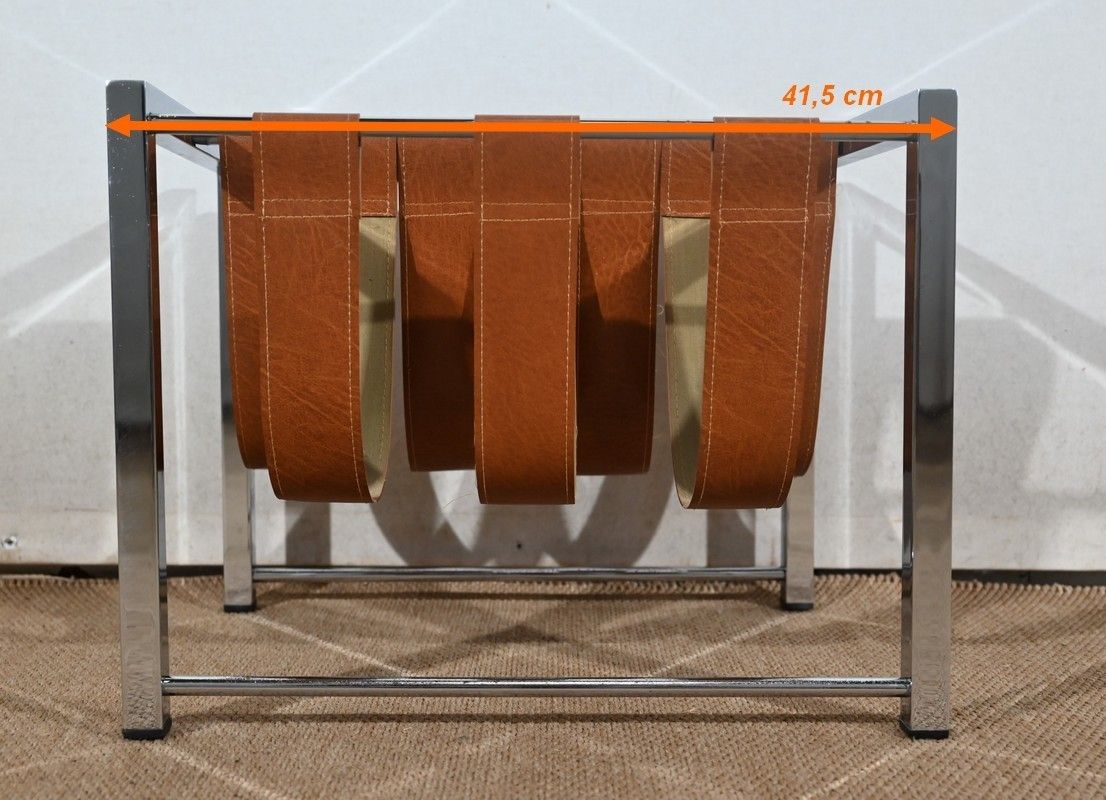 Home Decor Magazine Rack In Leather And Chrome “Novatrend” – Xxth photo
