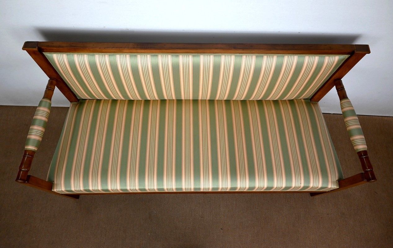 3 Seater Bench In Cherry, Directoire Style – 1st Part Of The 19th Century photo Furniture