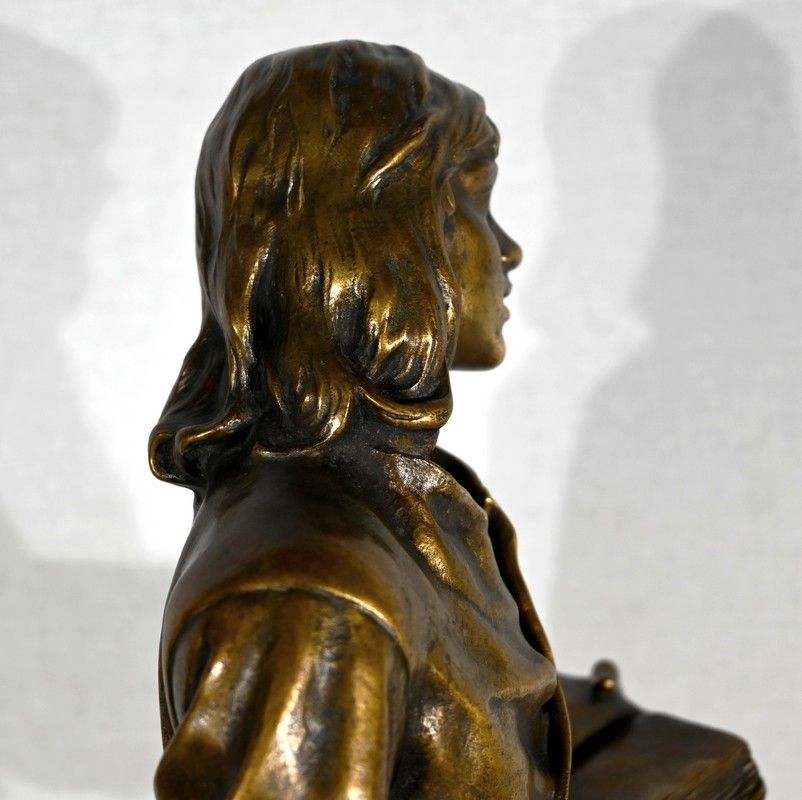 2152.7 Bronze "Scholier Of The 15th Century", By Friedrich Beer   Late 19th Century photo