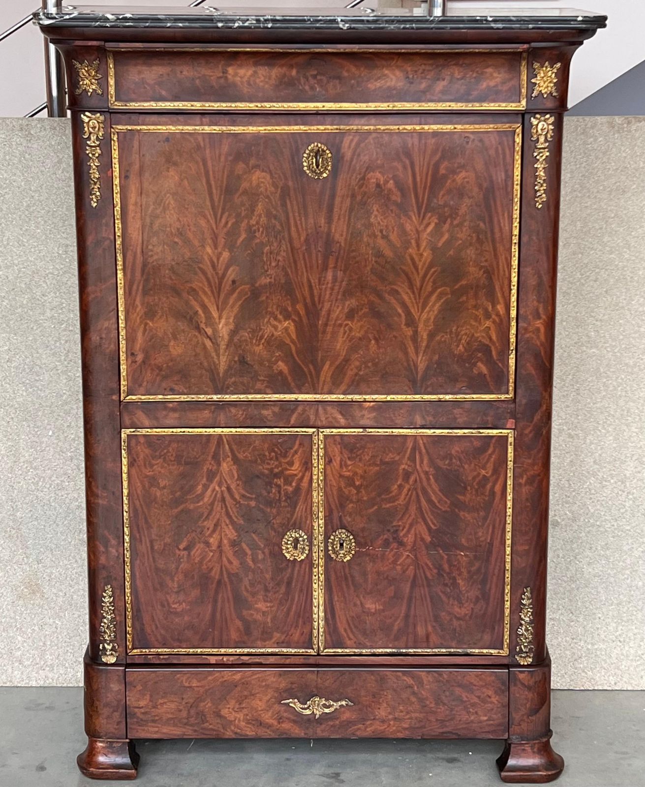 Secrétaire à abattant en chêne de style Empire, XIXe siècle, France photo furniture