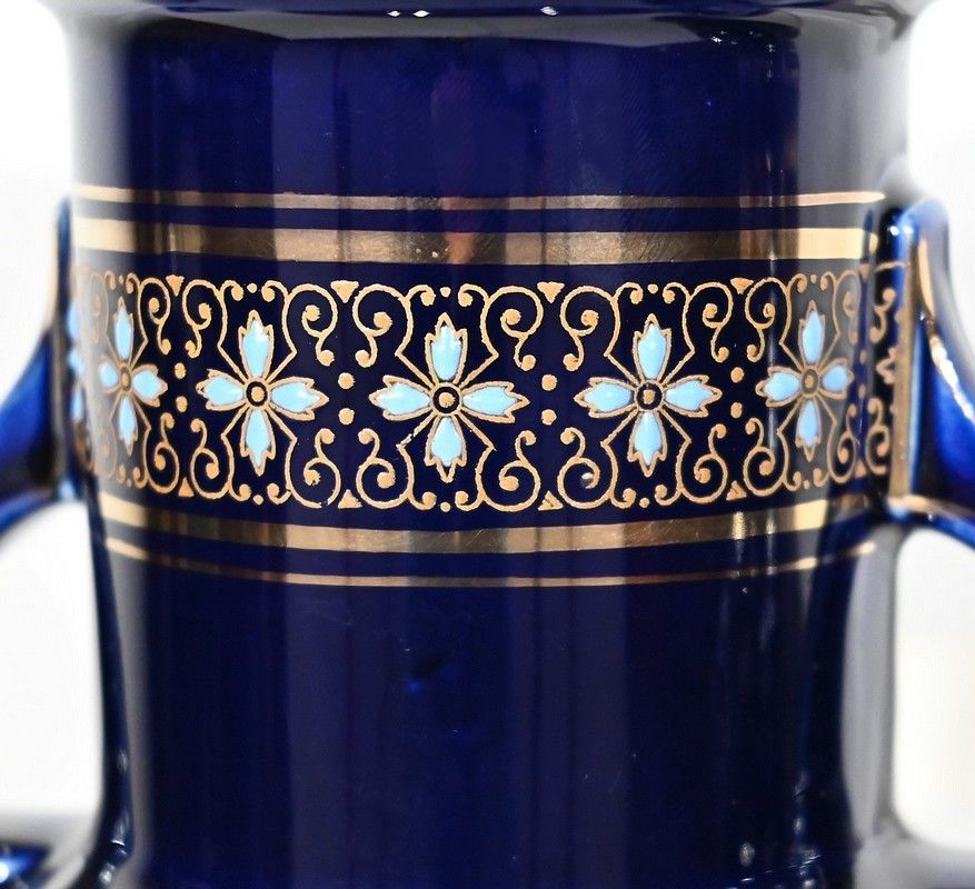 Pair Of Enamelled Earthenware Vases   Early 20th Century photo vinterior