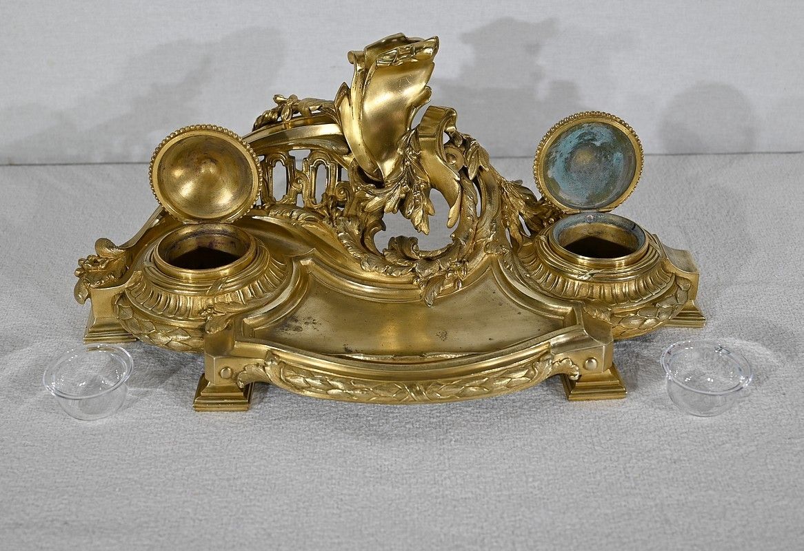 Inkwell In Gilt Bronze, Signed Vandevoorde   Early 20th Century photo Home Decor