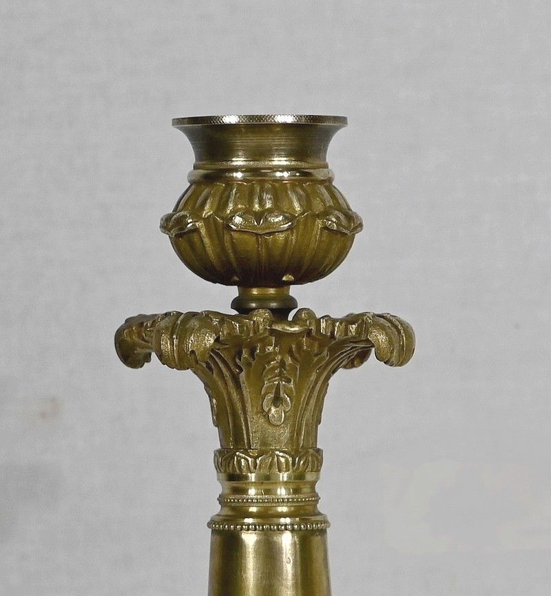 photo for sale Pair Of Bronze Candlesticks, Restoration Period   Early 19th Century