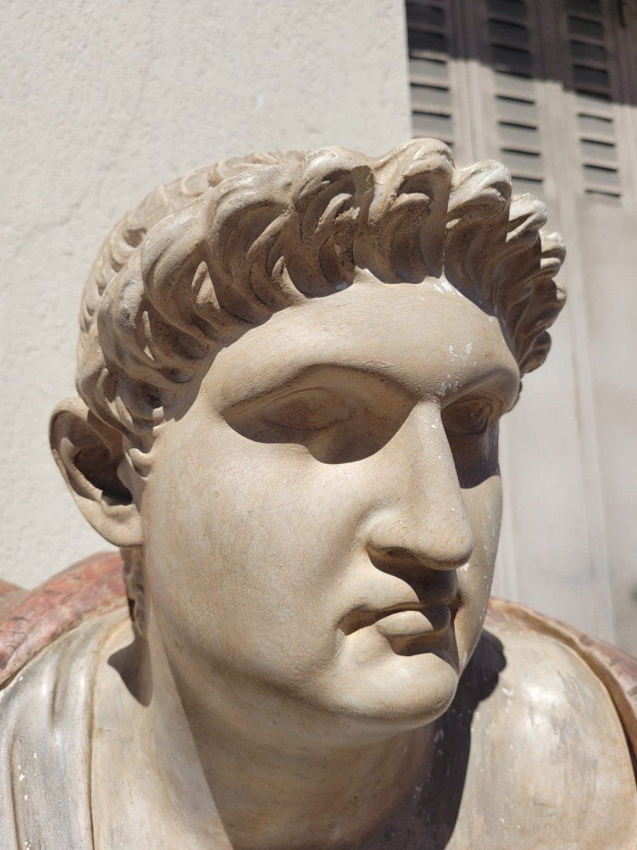 1980.0 Bust Of Roman Emperor (Otho?) On Column, Patinated Stucco, 20th Century photo