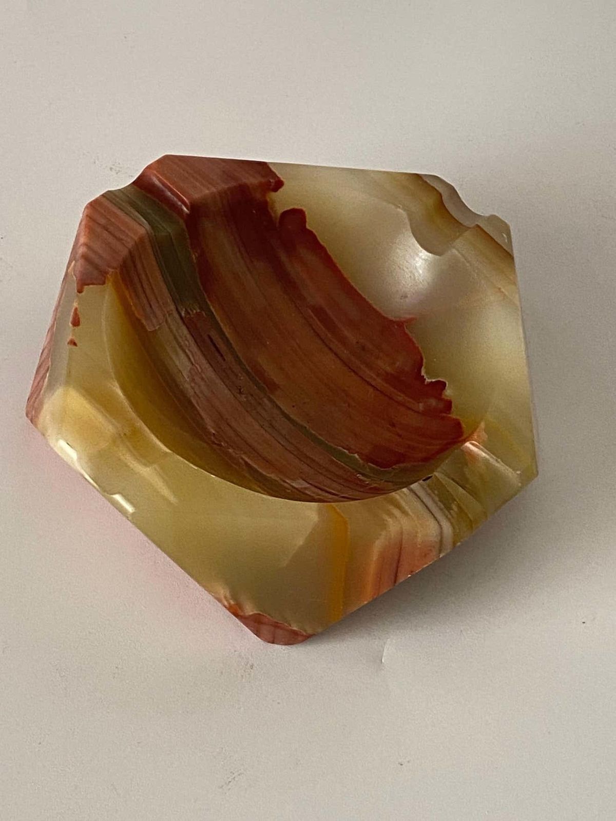 Ashtray, Vide Poche, In Onyx, Octogonal Shape, Polished, Italy 1960 photo 377.0