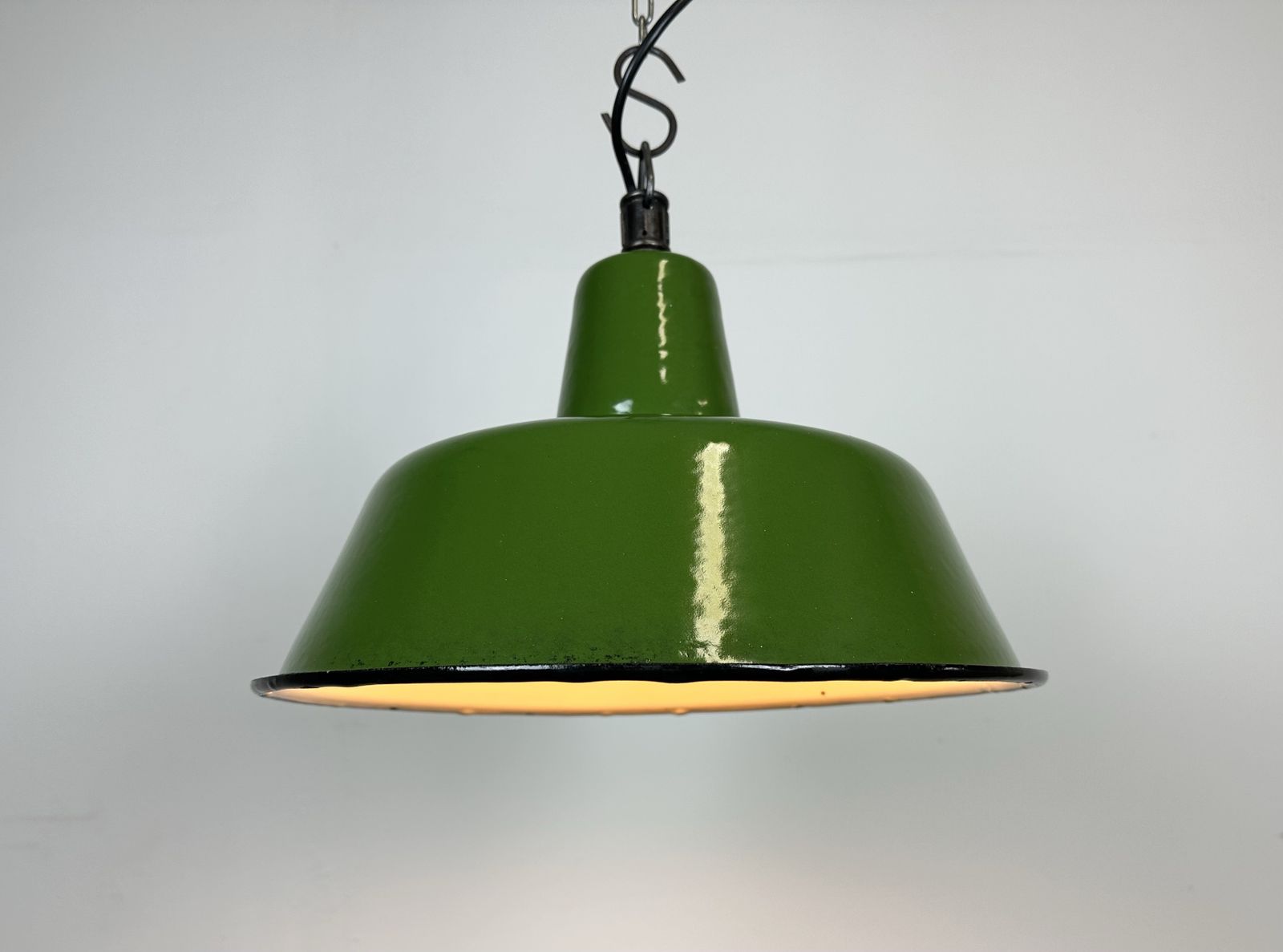Industrial Green Enamel Factory Lamp From Zaos, 1960s, 14x photo buy