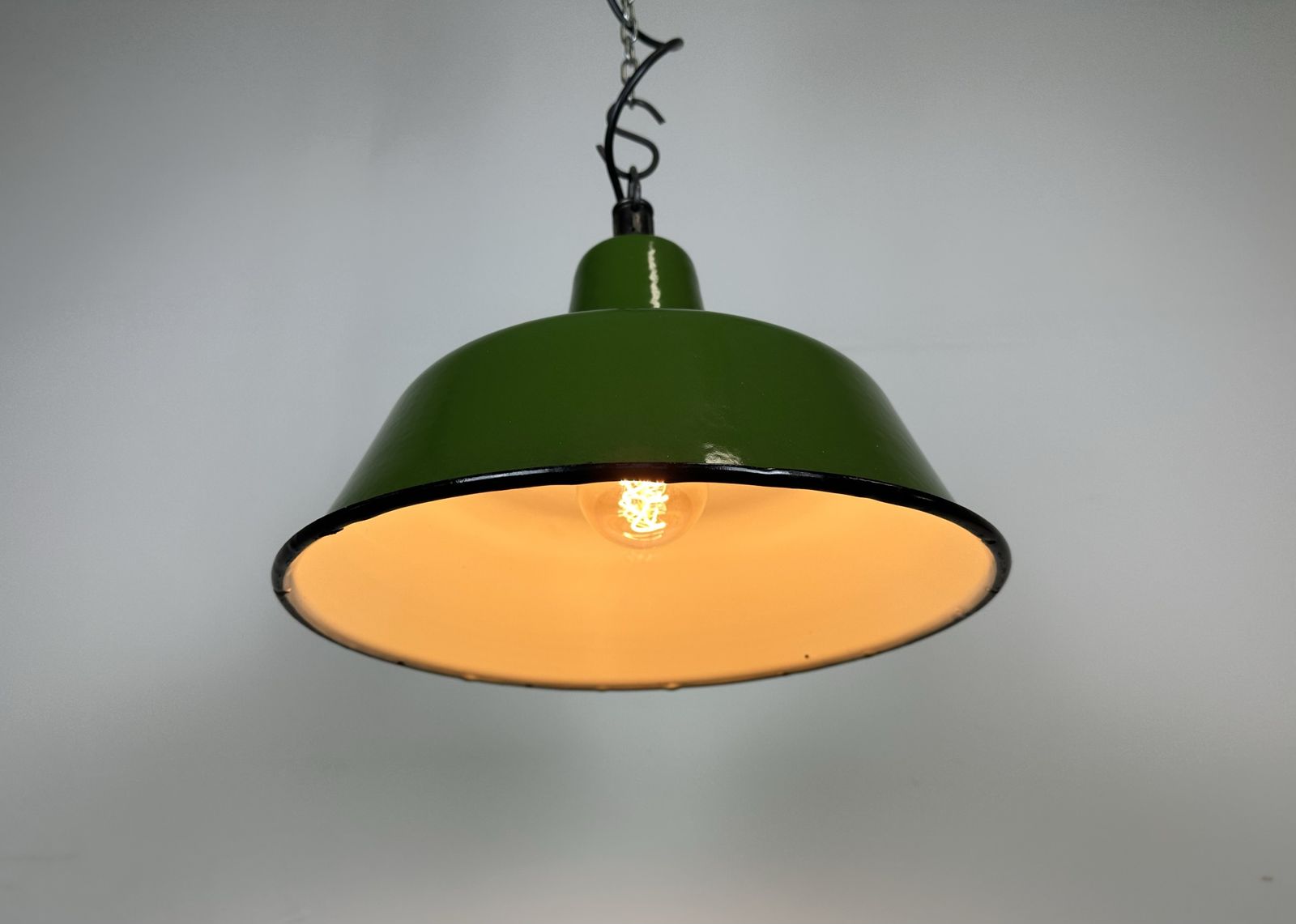 Lighting Industrial Green Enamel Factory Lamp From Zaos, 1960s, 14x photo