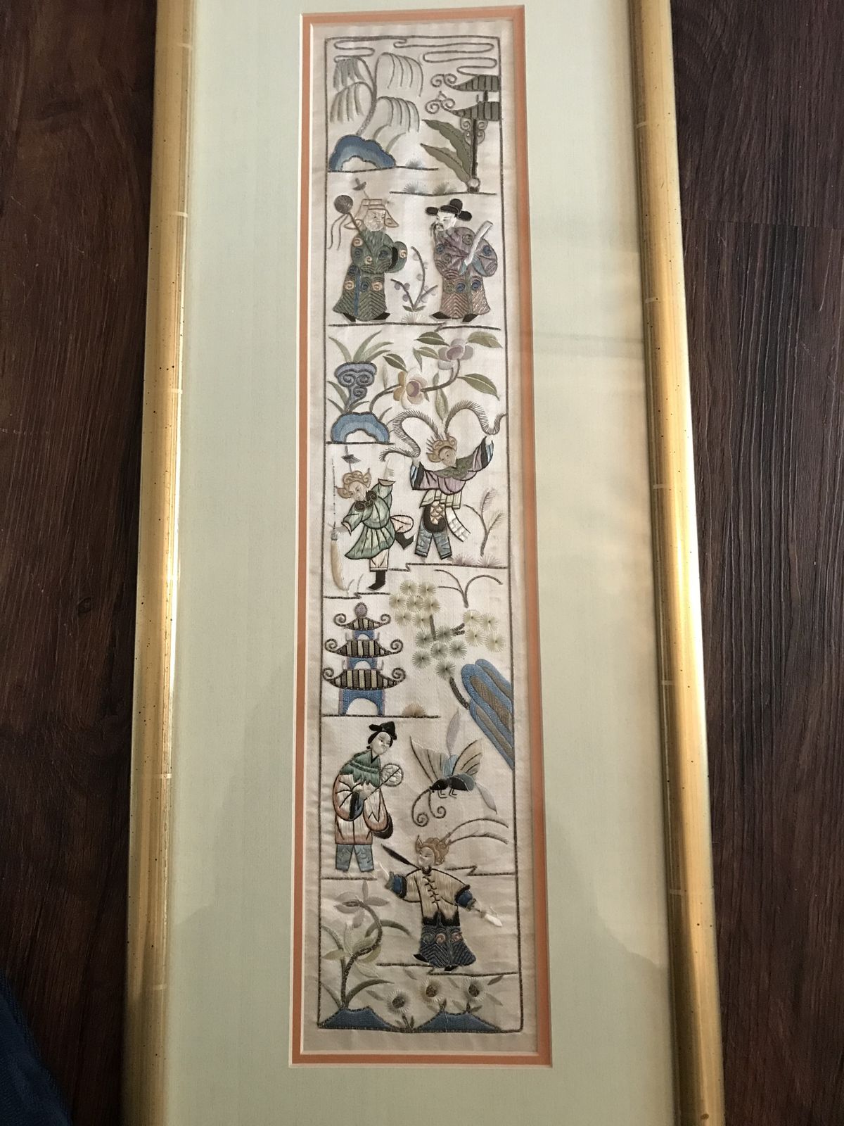 Beautiful Pair Of 19th Century Chinese Silk Sleeve Panels. photo furniture
