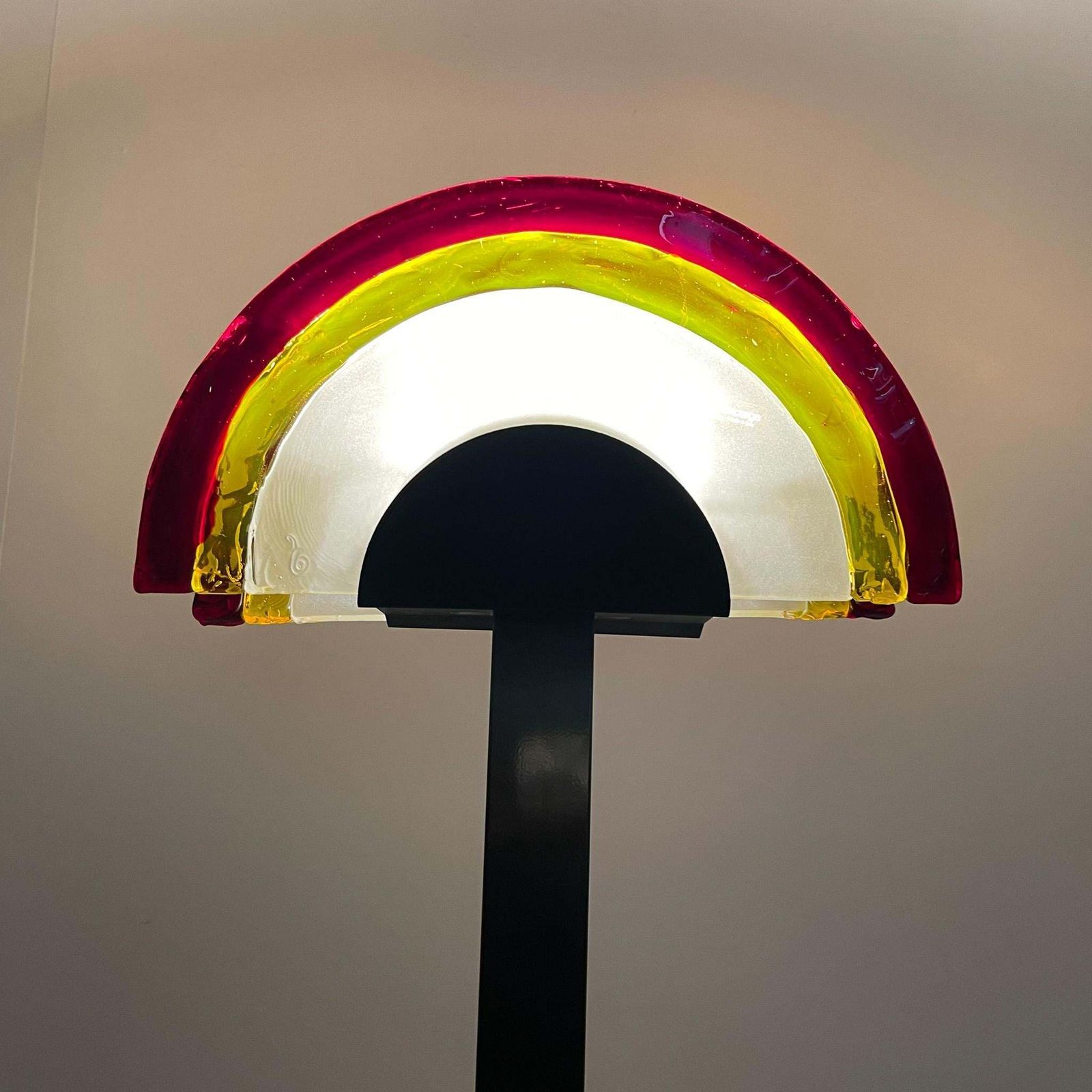 Rare 1980's Italian Av Mazzega Floor Lamp, Labelled, With Monogram photo vinterior