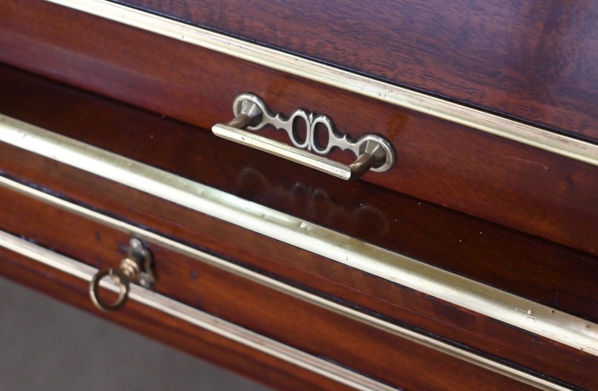 photo vinterior Important Cylinder Desk In Mahogany, Louis XVI Style, Napoleon III Period   2nd Half Of The 19th Century