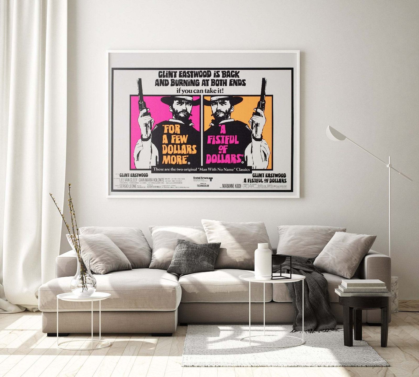 A Fistful Of Dollars / For A Few Dollars More R1969 Uk Quad Double Bill Film Poster photo furniture