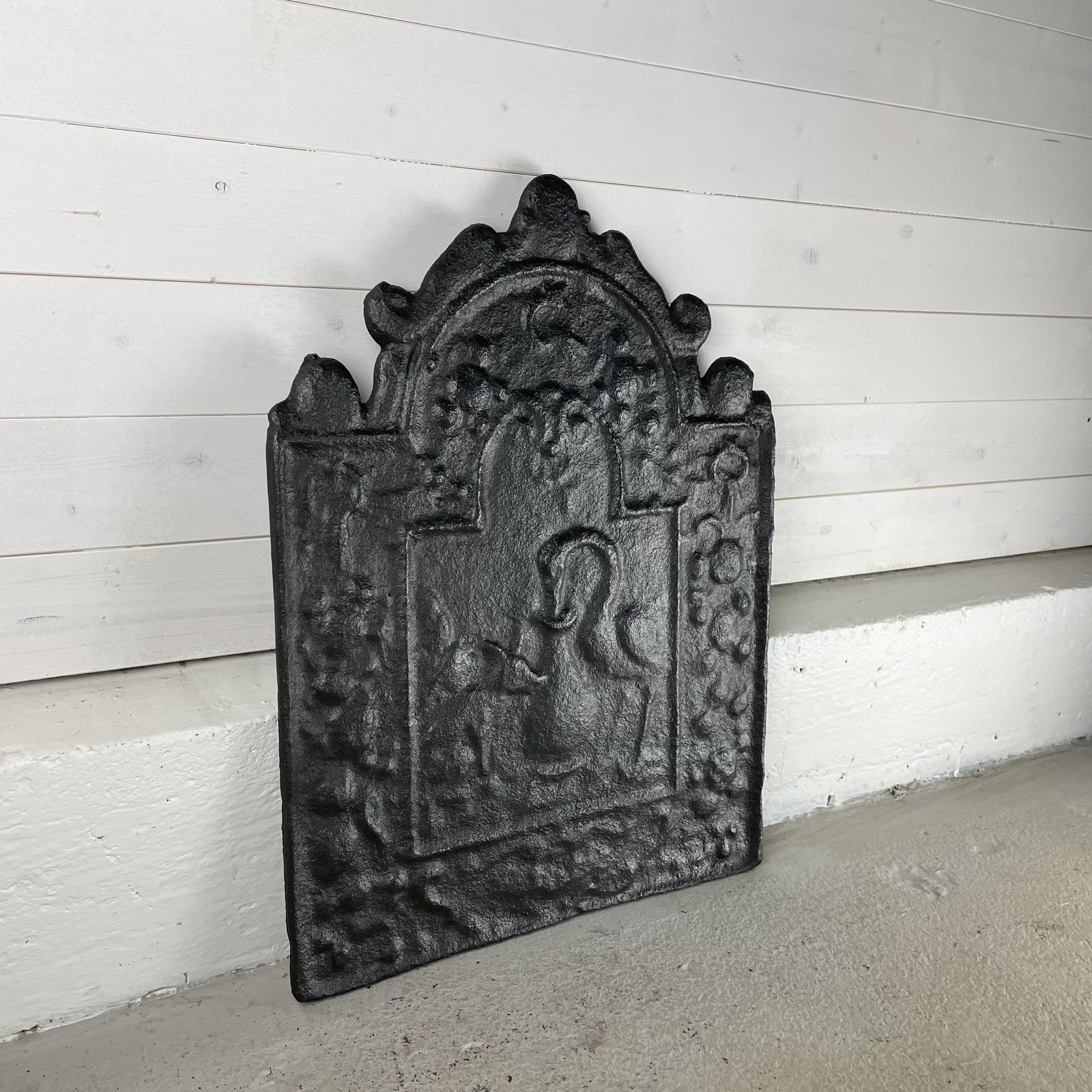 Antique Cast Iron Fire Back, 1800s photo furniture