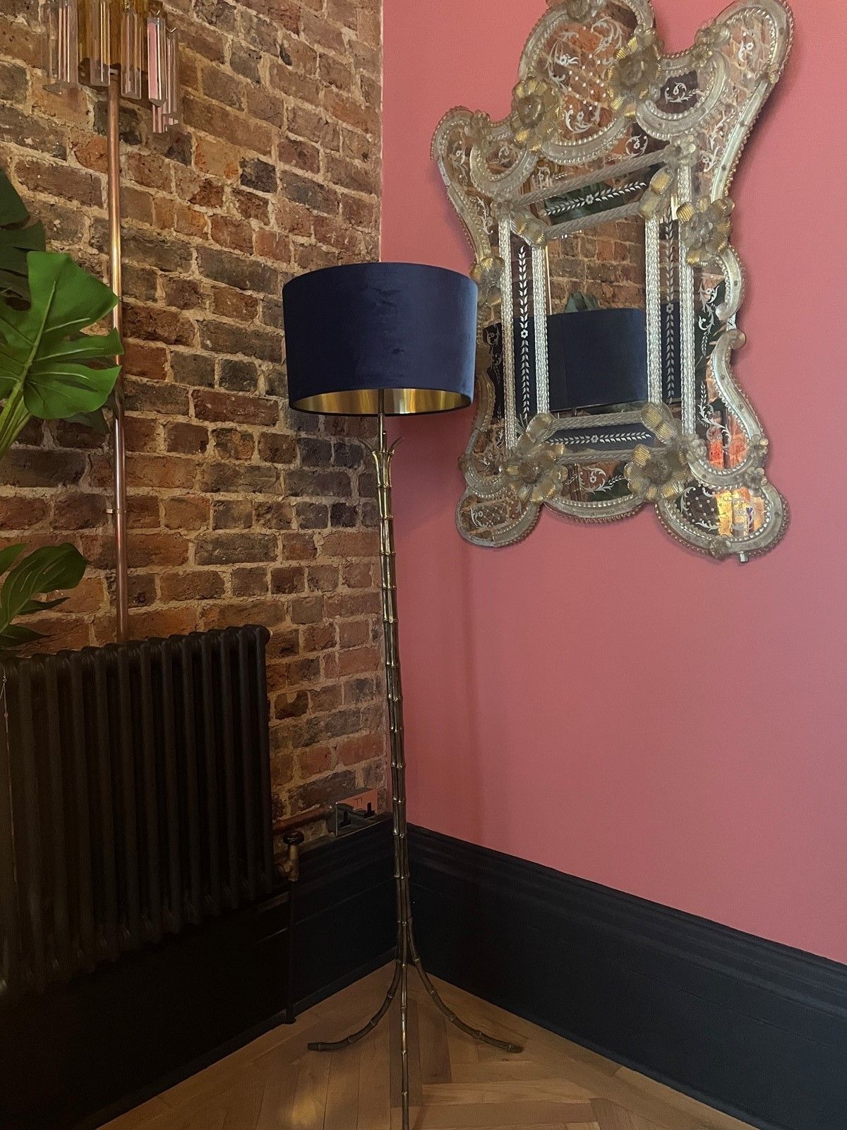 Brass, Faux Bamboo Floor Lamp By Maison Baguès photo vintage